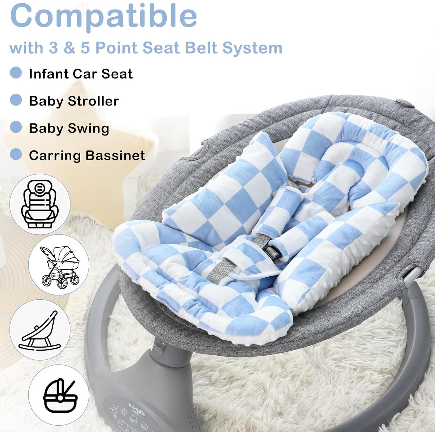Inserto para Asiento de Auto Infantil DILIMI Cuadrícula Azul