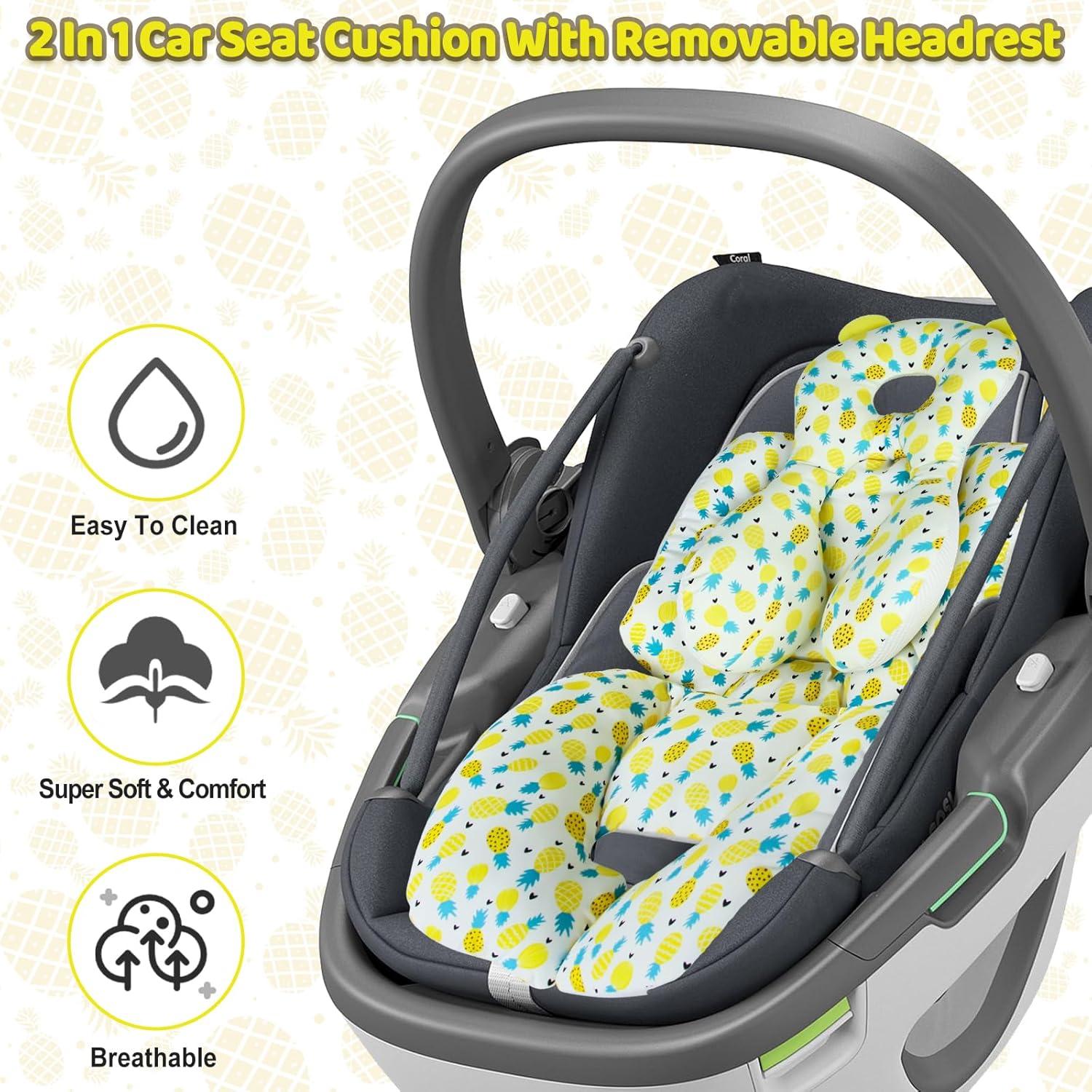 Inserto para Asiento de Auto Bebé con Soporte para Cabeza - Amarillo