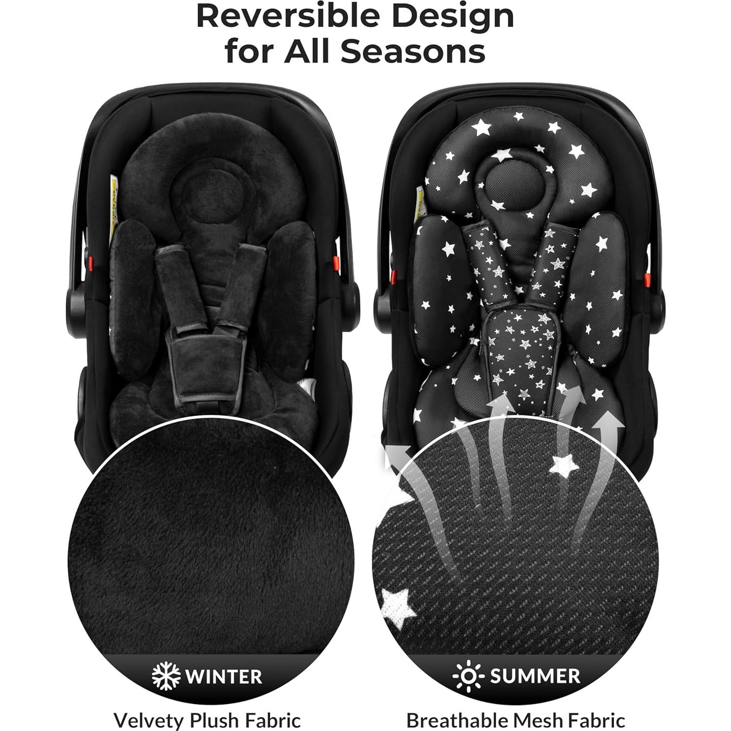 Inserto Reversible para Asiento de Auto Bebé TinlyFinly - Negro