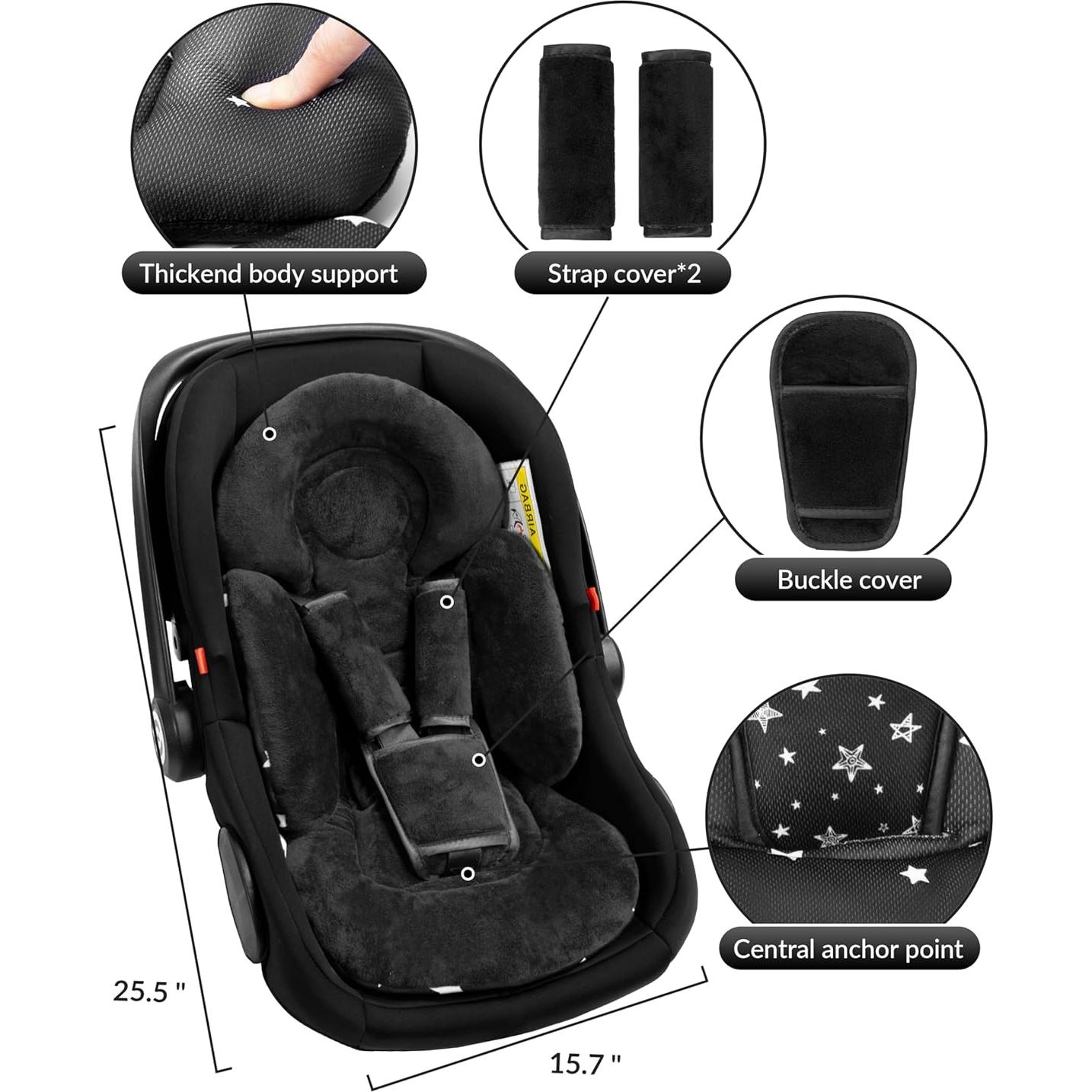 Inserto Reversible para Asiento de Auto Bebé TinlyFinly - Negro