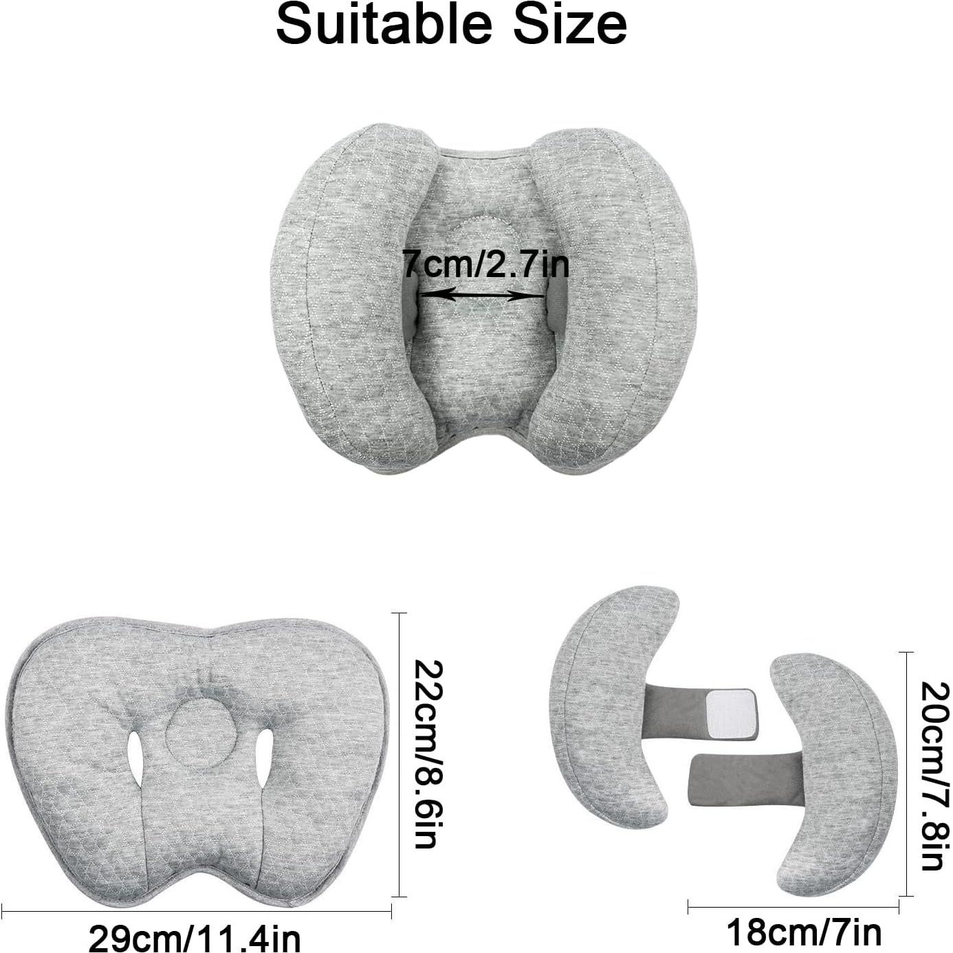 Almohada de Viaje para Bebé Yufiova Ajustable Soporte Cuello Gris