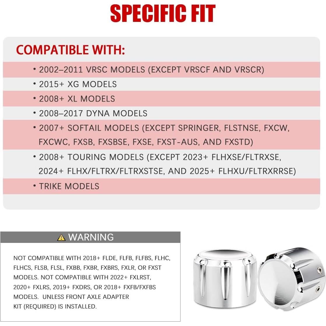 Cubiertas de Tuerca de Eje Frontal KICRY C-Cromo para Harley