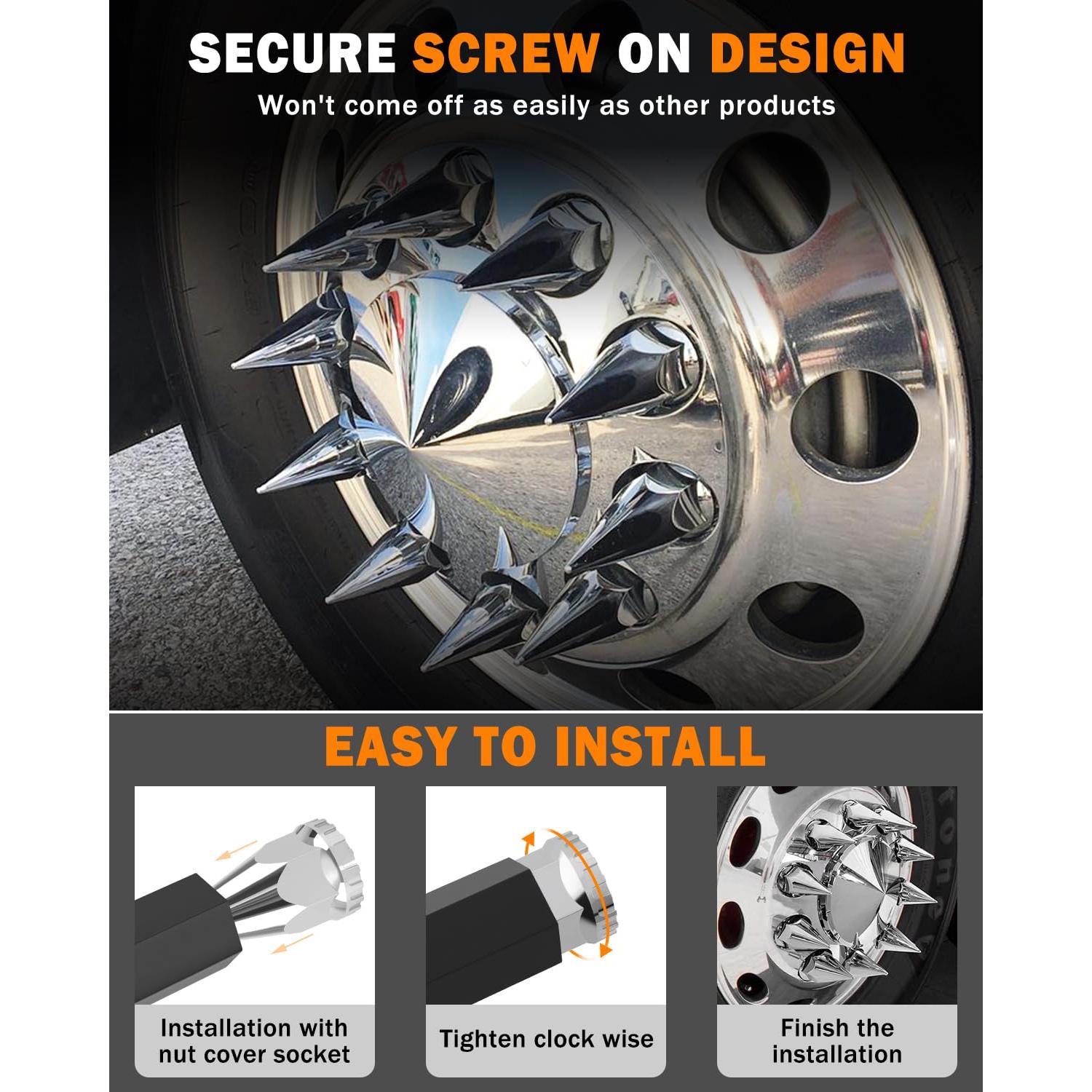 Cubiertas de tuerca de espiga 33mm Mytracpro 40PCS cromadas