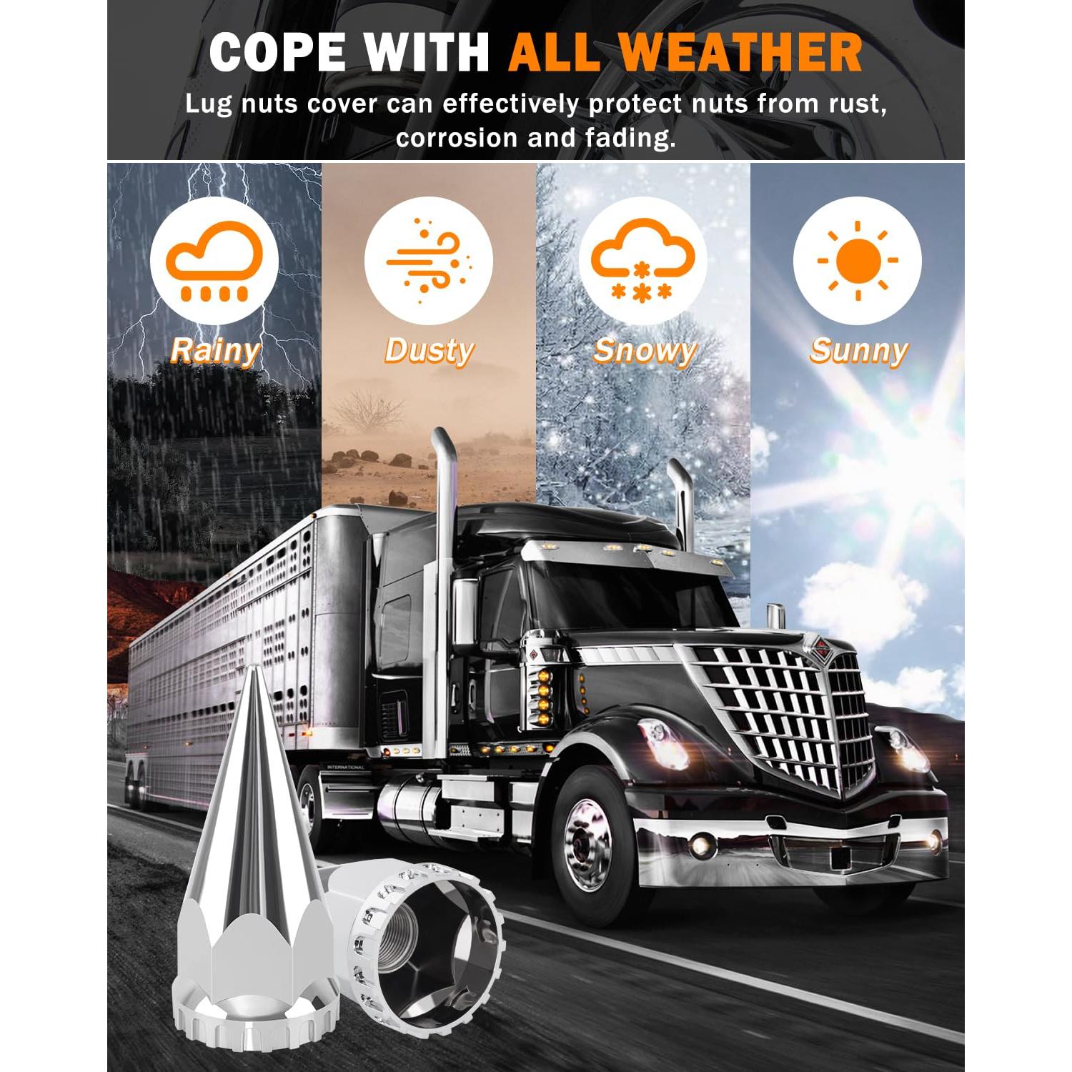 Cubiertas de tuerca de espiga 33mm Mytracpro 40PCS cromadas