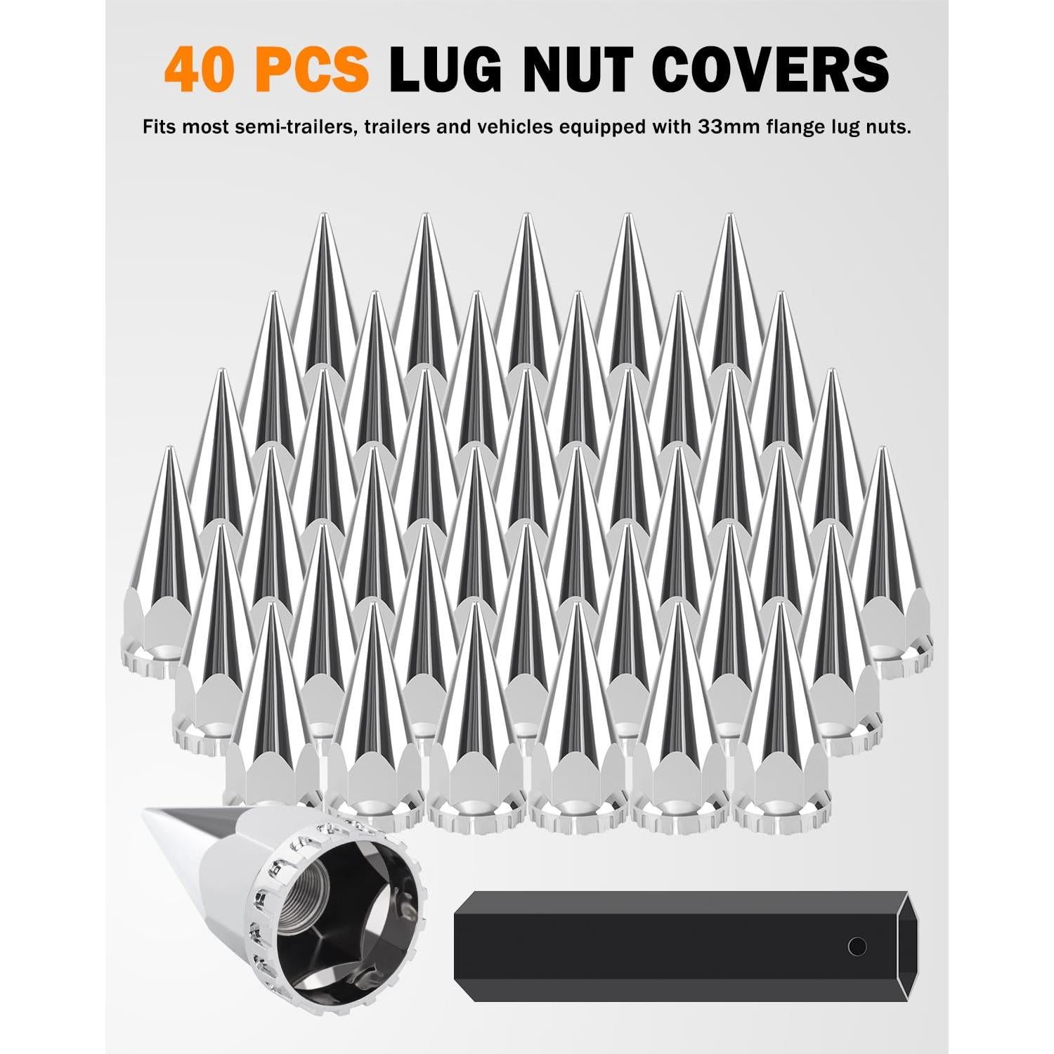 Cubiertas de tuerca de espiga 33mm Mytracpro 40PCS cromadas