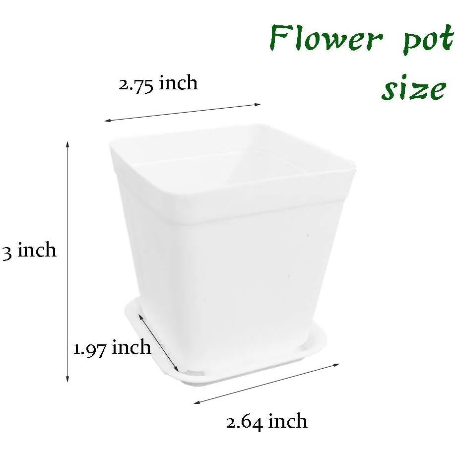 Macetas Plásticas Cuadradas OJYUDD 24 Pzs 7x7x7.6 cm con Plato