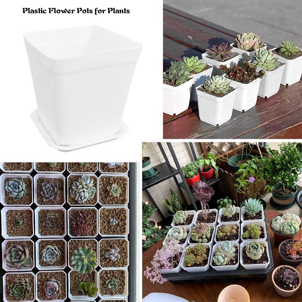 Macetas Plásticas Cuadradas OJYUDD 24 Pzs 7x7x7.6 cm con Plato