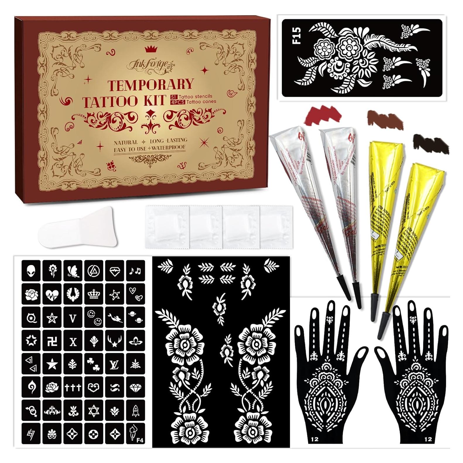 Kit de Tatuajes Temporales InkForge - 4 Piezas, 3 Colores