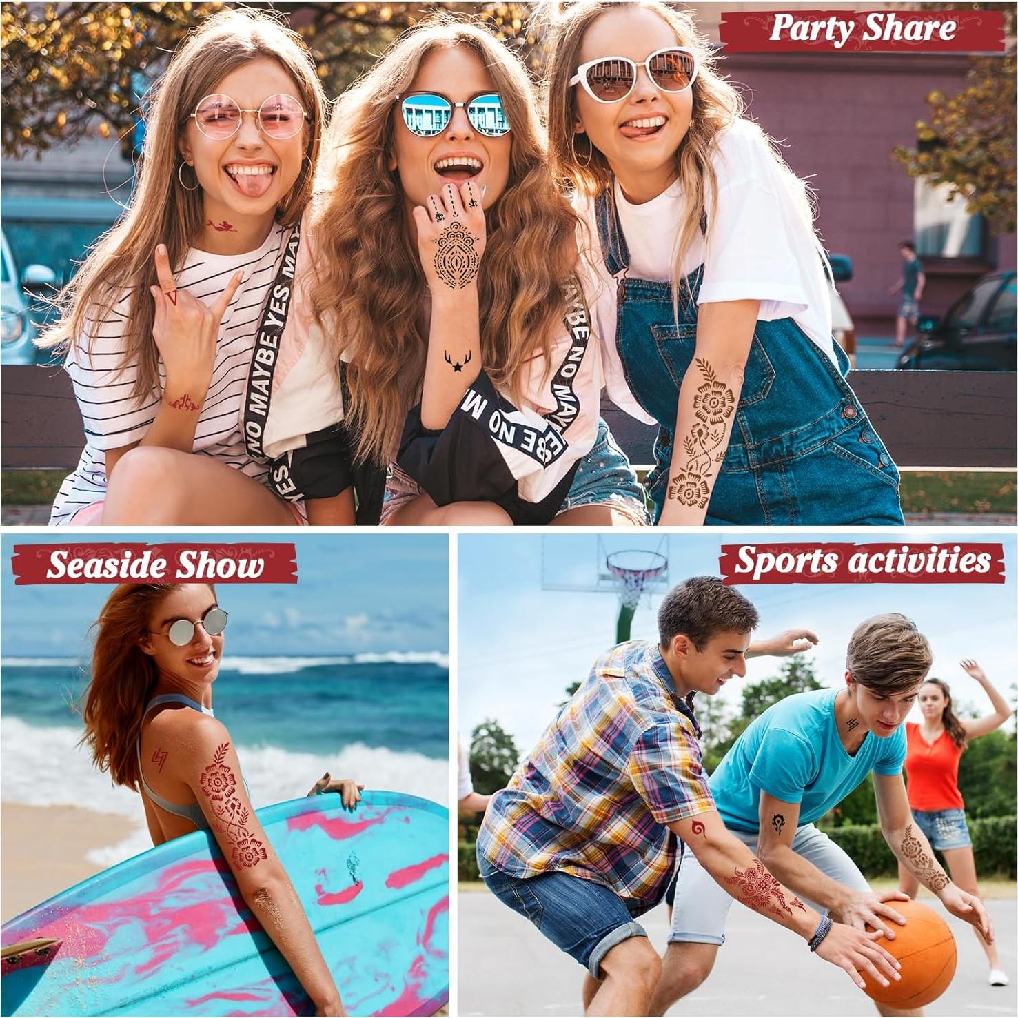 Kit de Tatuajes Temporales InkForge - 4 Piezas, 3 Colores