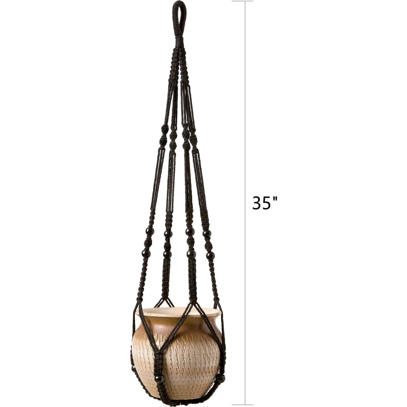 Colgador de Macramé para Plantas Mkono 89 cm Negro Interior/Exterior