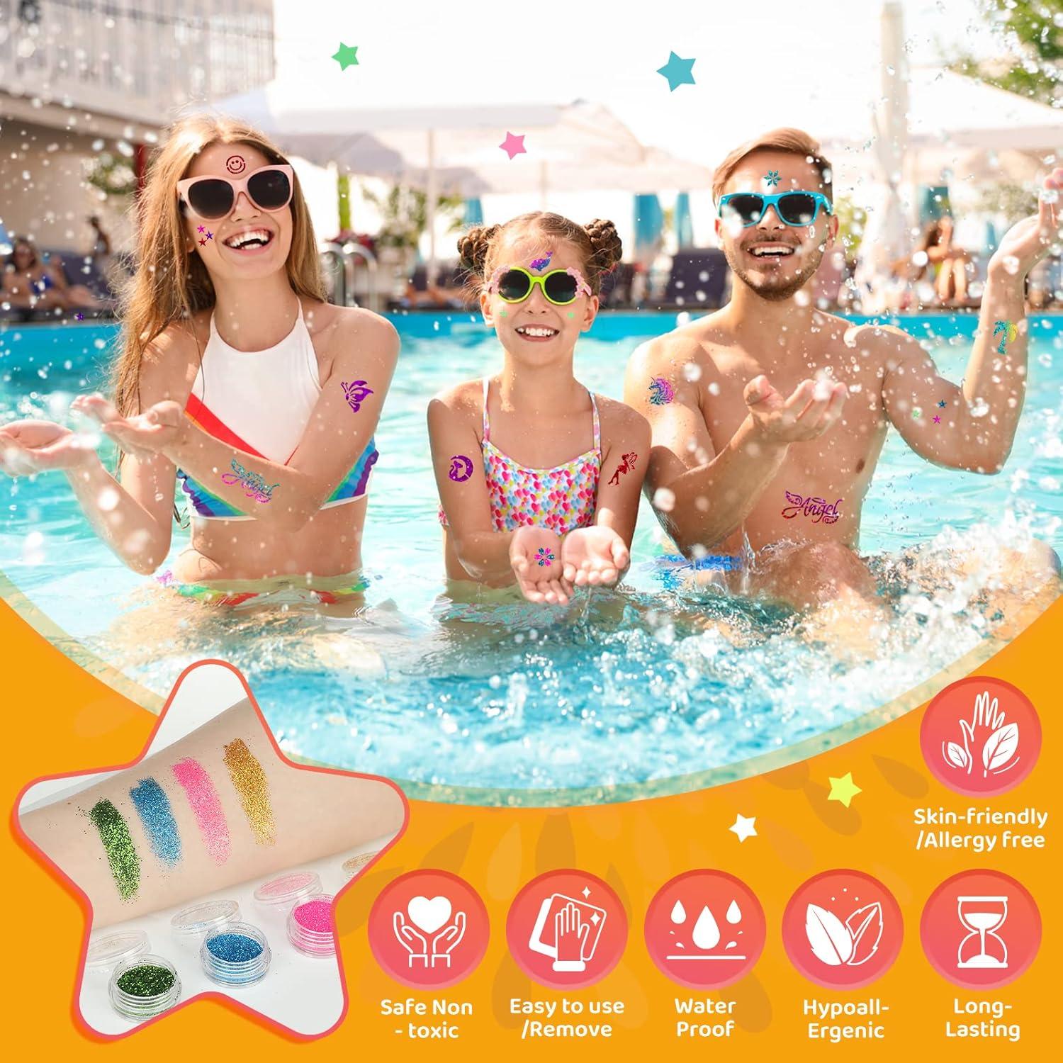 Kit de Tatuajes Temporales Brillantes Bedoira 30 Colores