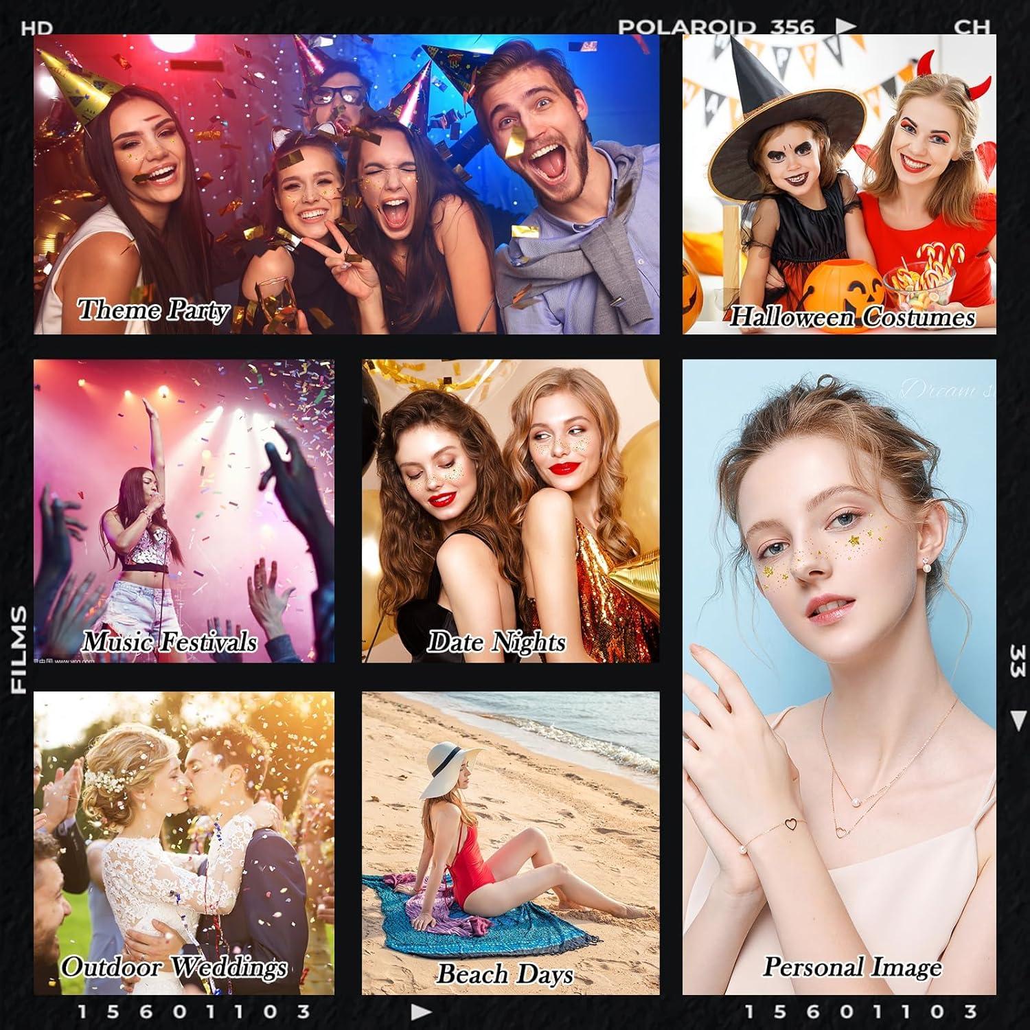 Tatuajes Temporales de Pecas Brillantes Diesetsr - 10 Piezas