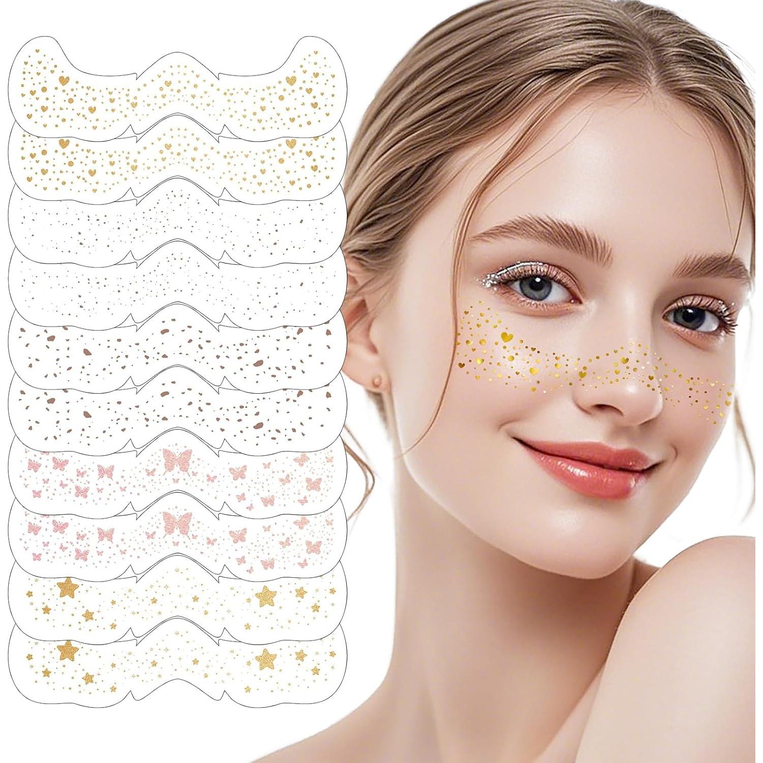 Tatuajes Temporales de Pecas Brillantes Diesetsr - 10 Piezas