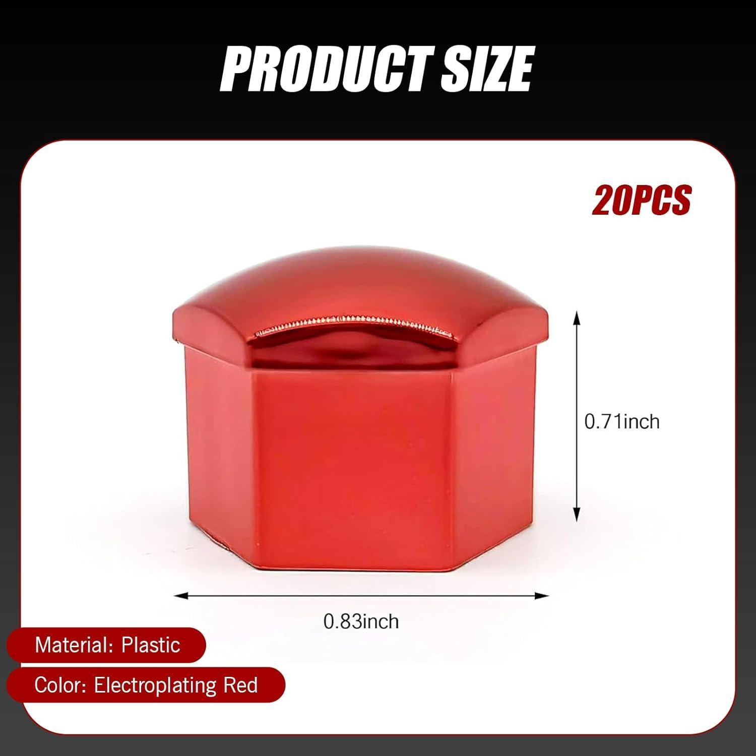 Cubiertas de Tuerca de Rueda Zeathery 20 Pcs Hexagonales Rojo