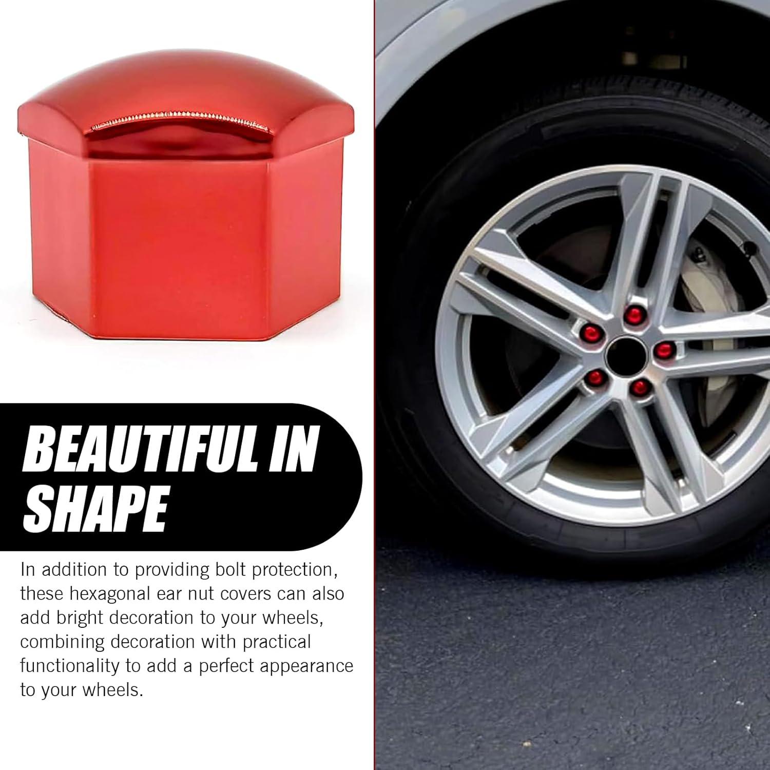 Cubiertas de Tuerca de Rueda Zeathery 20 Pcs Hexagonales Rojo