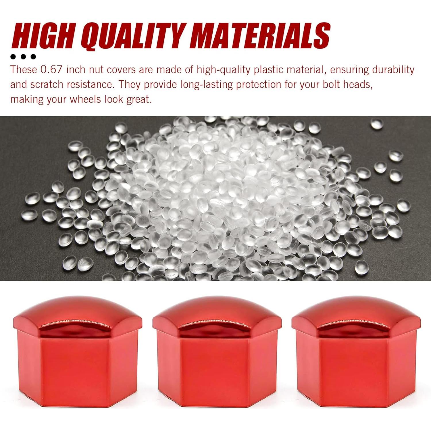 Cubiertas de Tuerca de Rueda Zeathery 20 Pcs Hexagonales Rojo