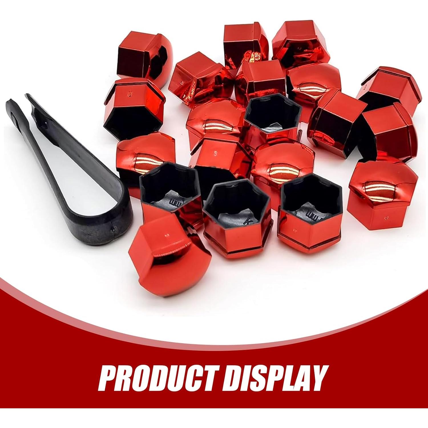 Cubiertas de Tuerca de Rueda Zeathery 20 Pcs Hexagonales Rojo