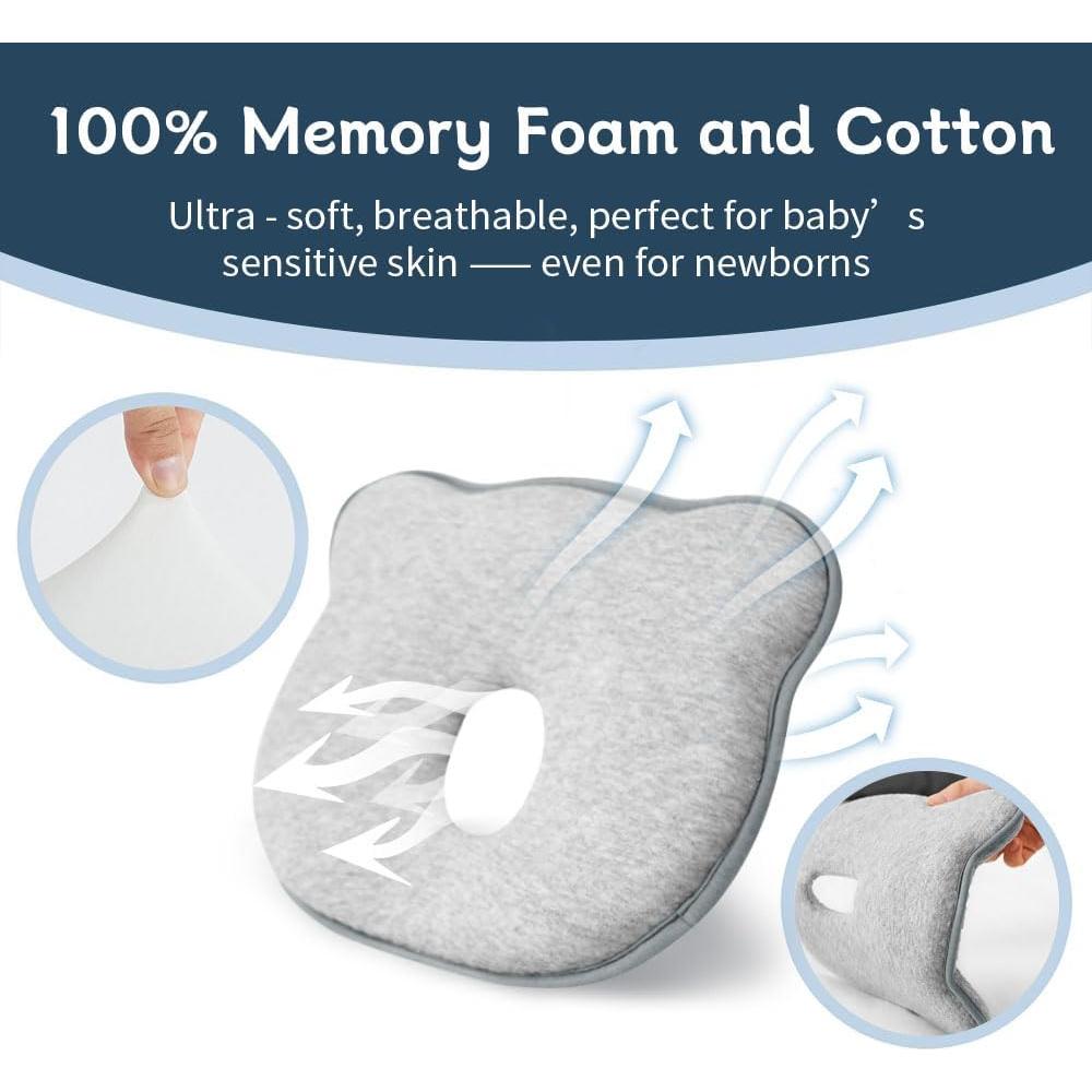 Almohada de Soporte para Cabeza Bebé Cococu - Espuma Memoria 100% Algodón