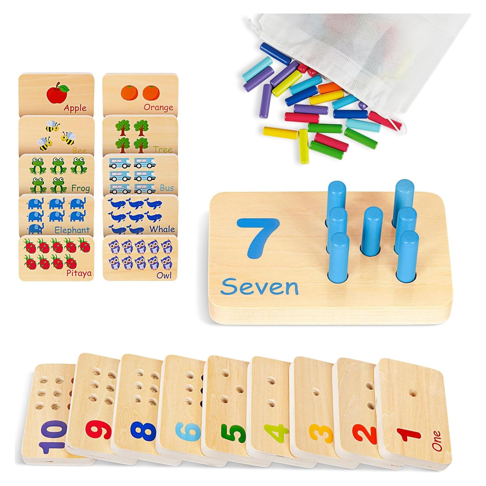 Juguete de Madera TOOKYLAND Tablero de Clavos Matemáticas 55 Piezas
