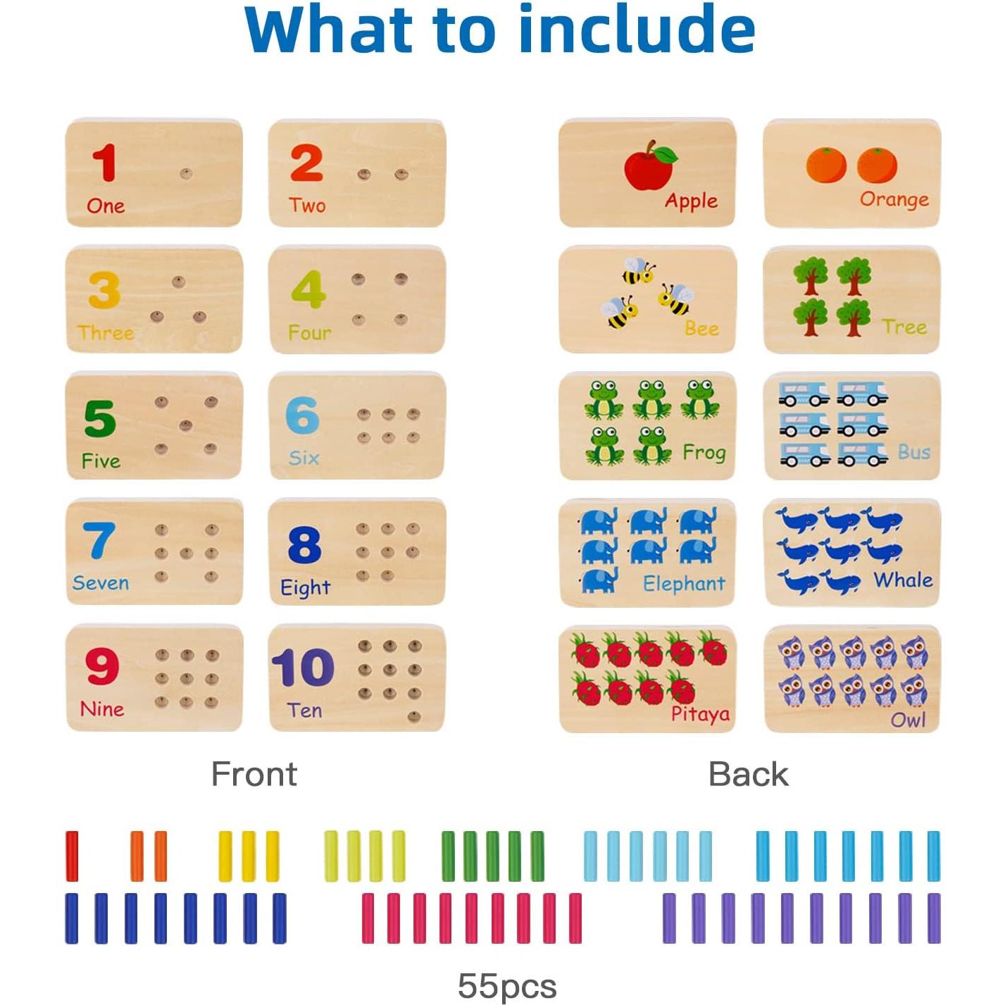 Juguete de Madera TOOKYLAND Tablero de Clavos Matemáticas 55 Piezas