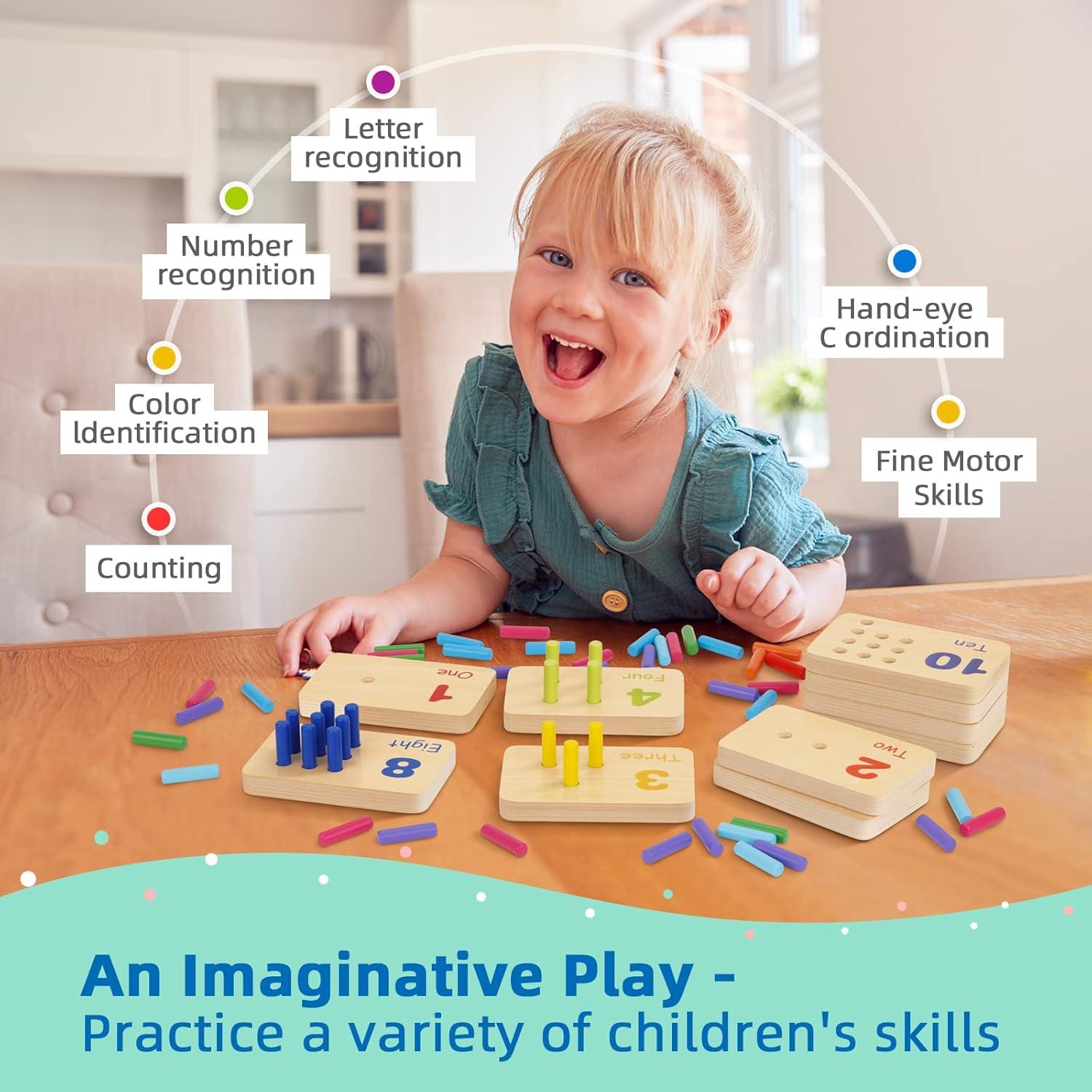 Juguete de Madera TOOKYLAND Tablero de Clavos Matemáticas 55 Piezas