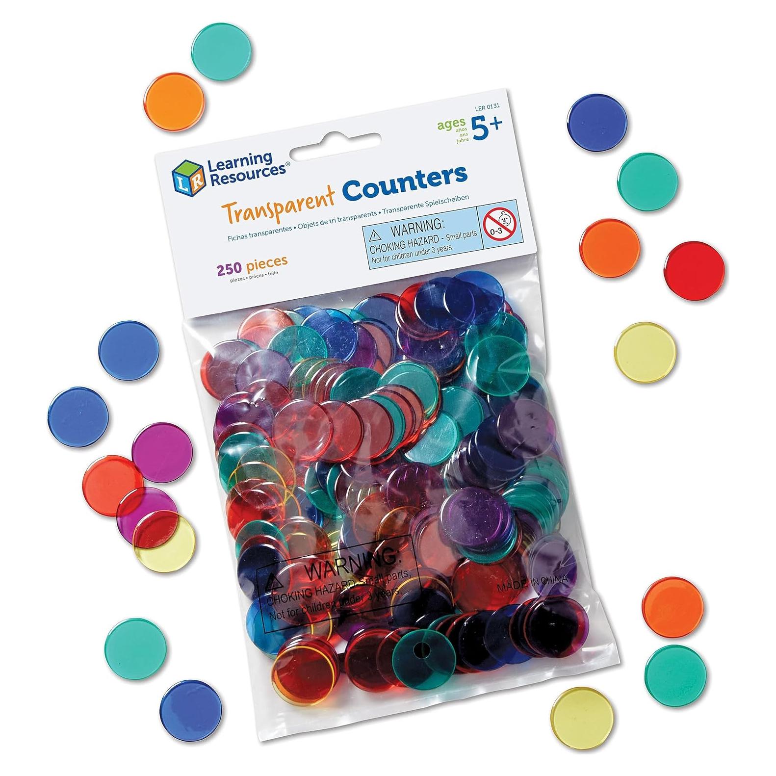 Fichas Transparentes de Color Recursos de Aprendizaje - 250 Piezas