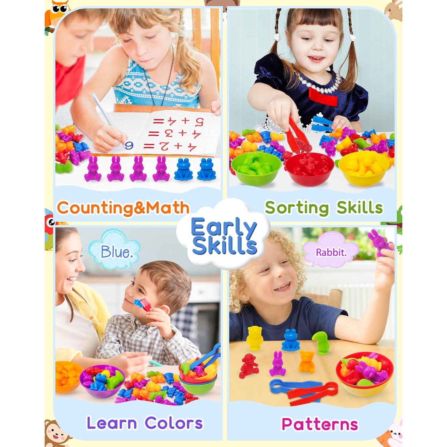 Juguetes Montessori de Contar Dinosaurios Yetonamr 36 Piezas