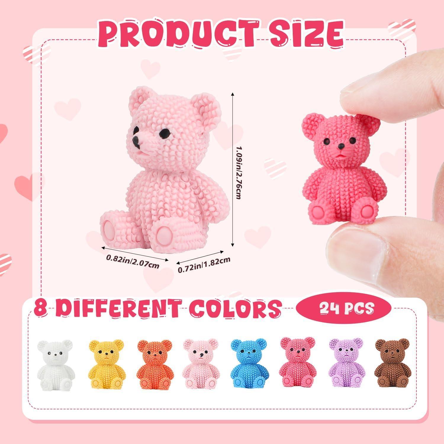Mini Figuras de Oso de Resina VEYLIN - 24 Pcs Multicolor