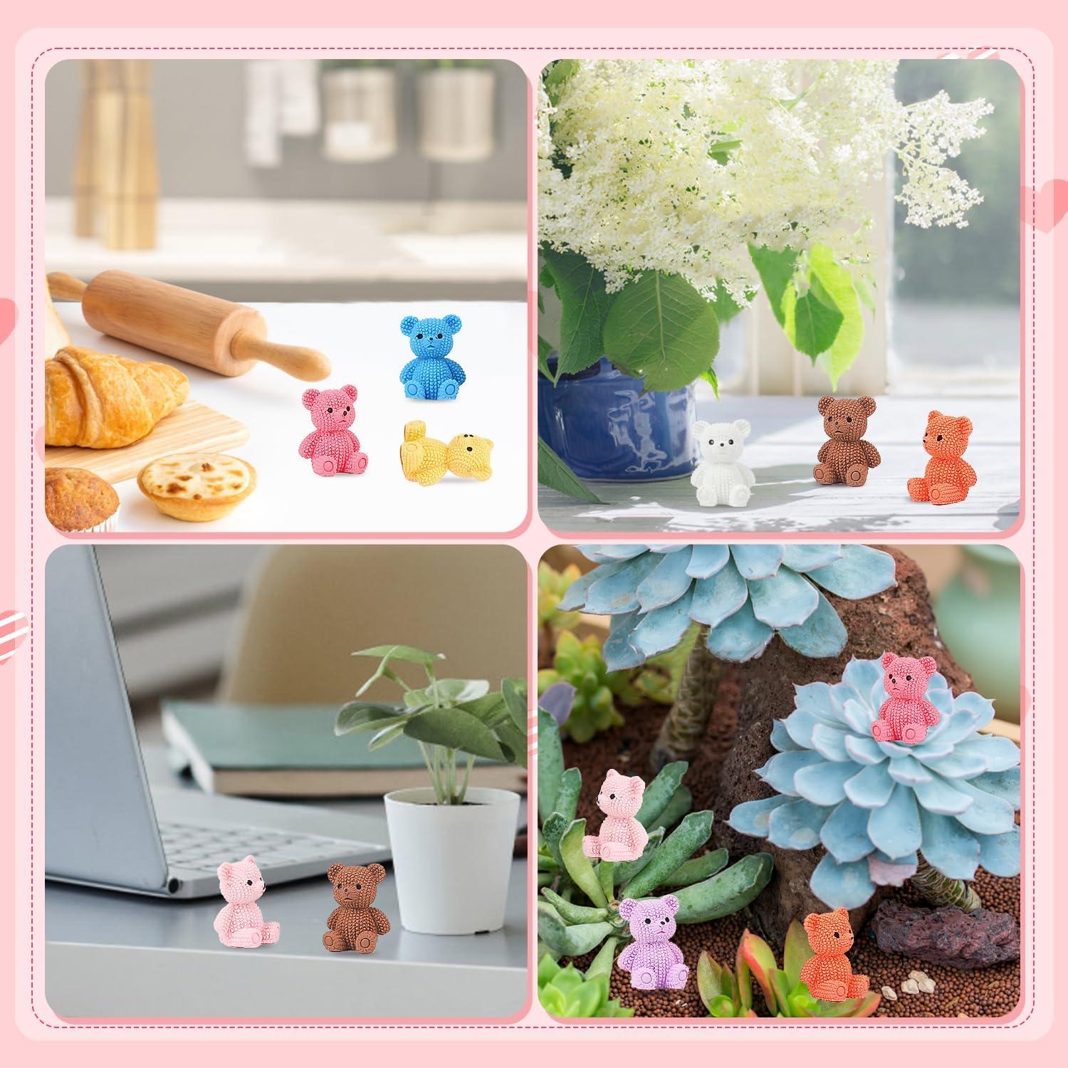 Mini Figuras de Oso de Resina VEYLIN - 24 Pcs Multicolor