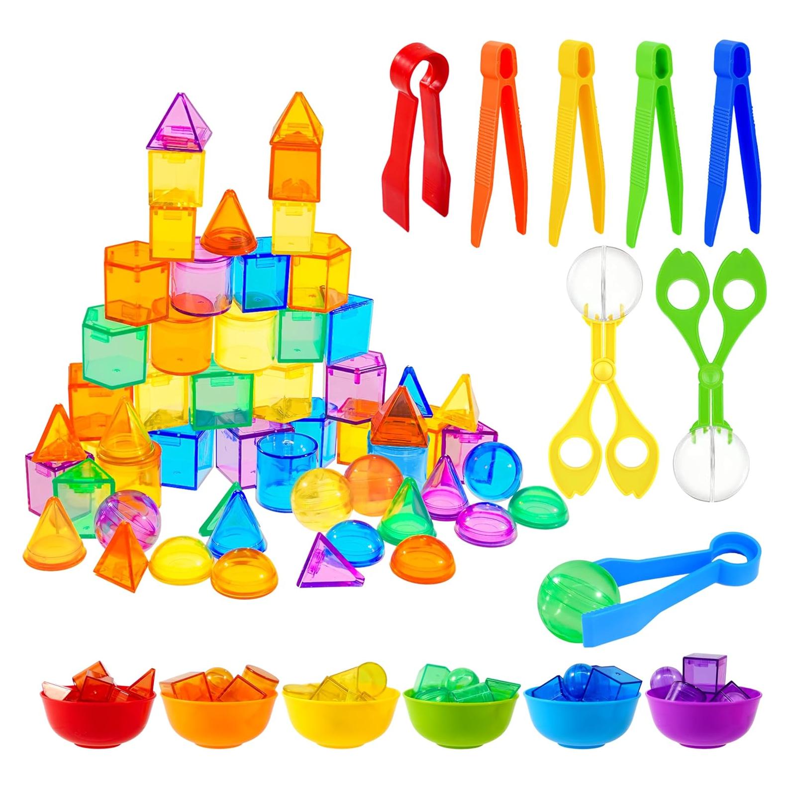 Juego de 76 Piezas Geométricos Coloridos Bbiamsleep para Habilidades Motoras