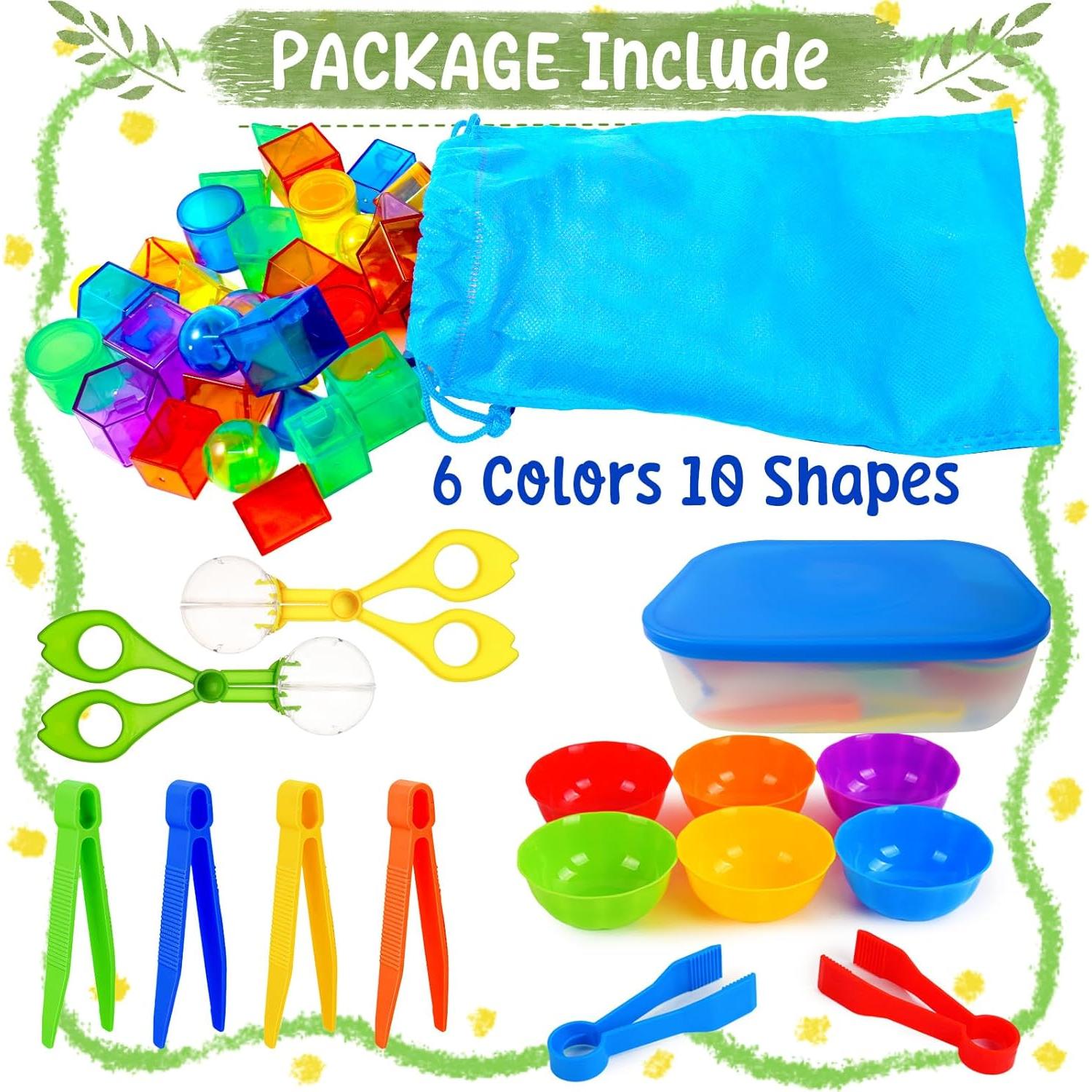 Juego de 76 Piezas Geométricos Coloridos Bbiamsleep para Habilidades Motoras