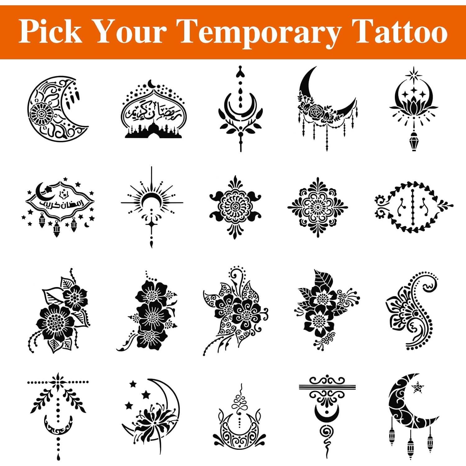 Kit de 20 Plantillas de Tatuaje de Henna Reutilizables Apausvcm
