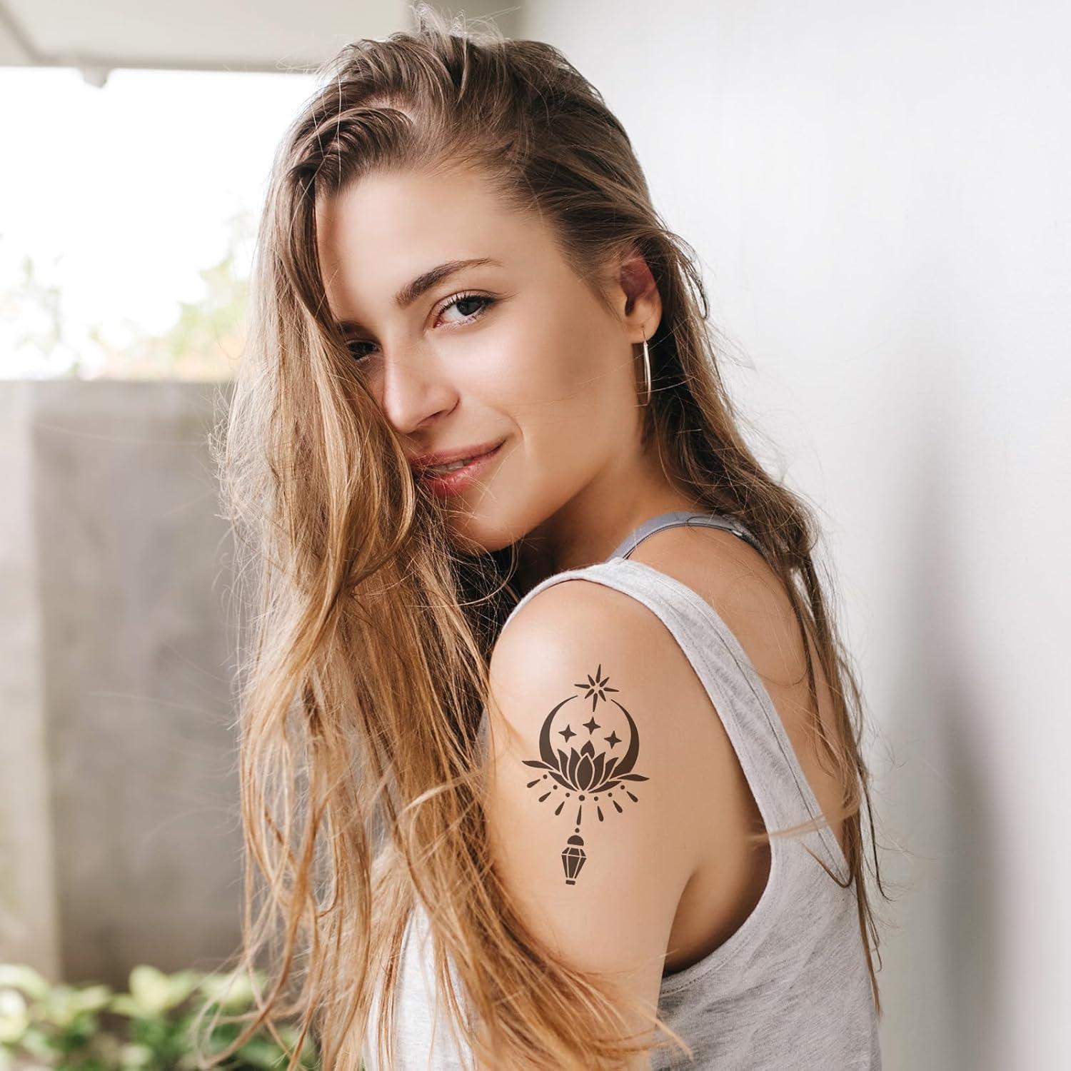 Kit de 20 Plantillas de Tatuaje de Henna Reutilizables Apausvcm