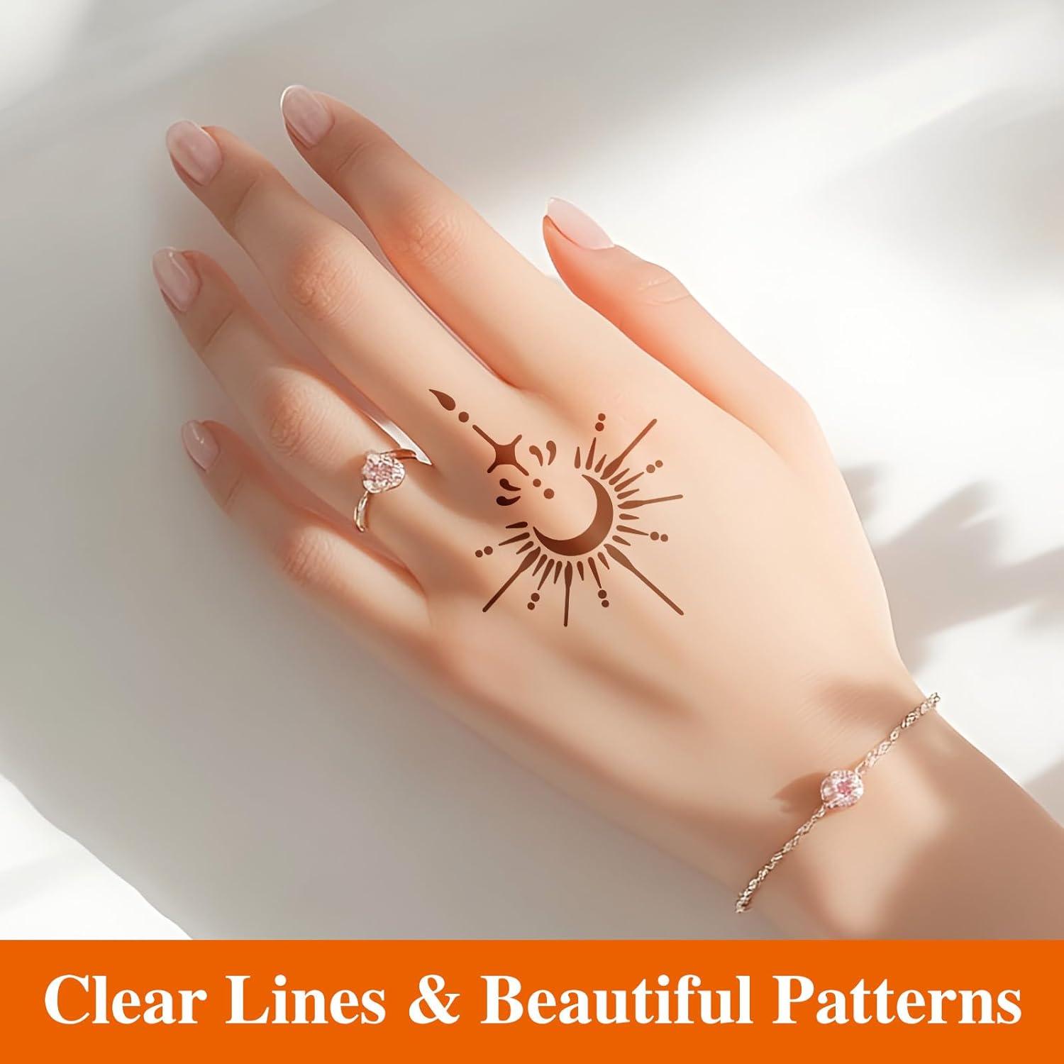 Kit de 20 Plantillas de Tatuaje de Henna Reutilizables Apausvcm