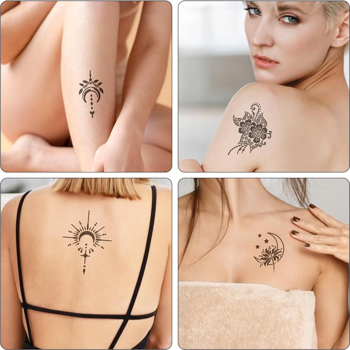 Kit de 20 Plantillas de Tatuaje de Henna Reutilizables Apausvcm