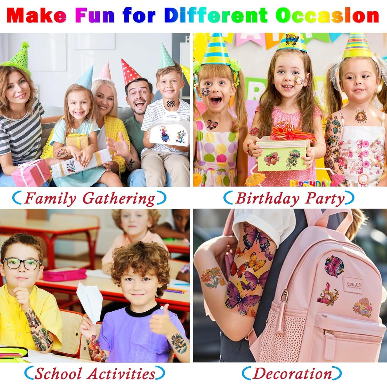 52 Tatuajes Temporales para Niños Yazhiji - Manga Completa y Media