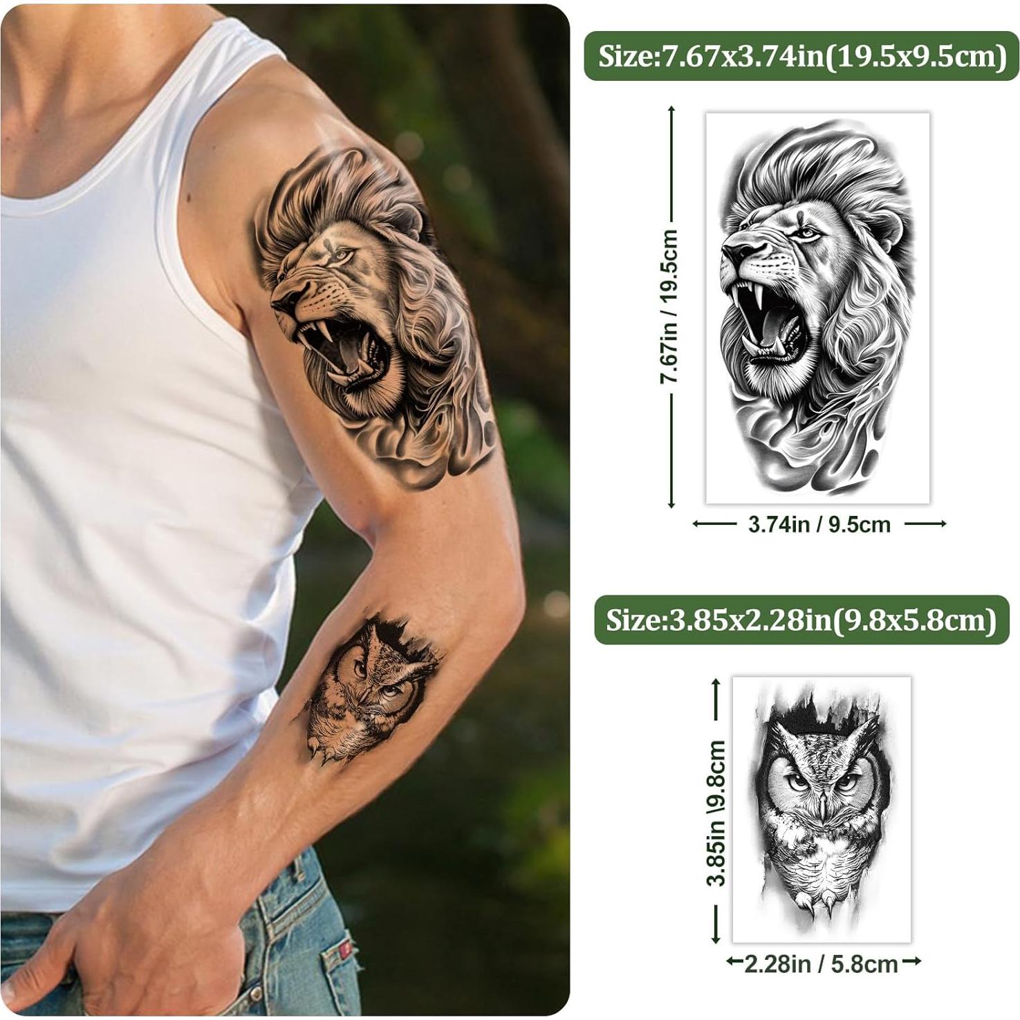 77 Hojas Tatuajes Temporales BASIFA Animales Realistas