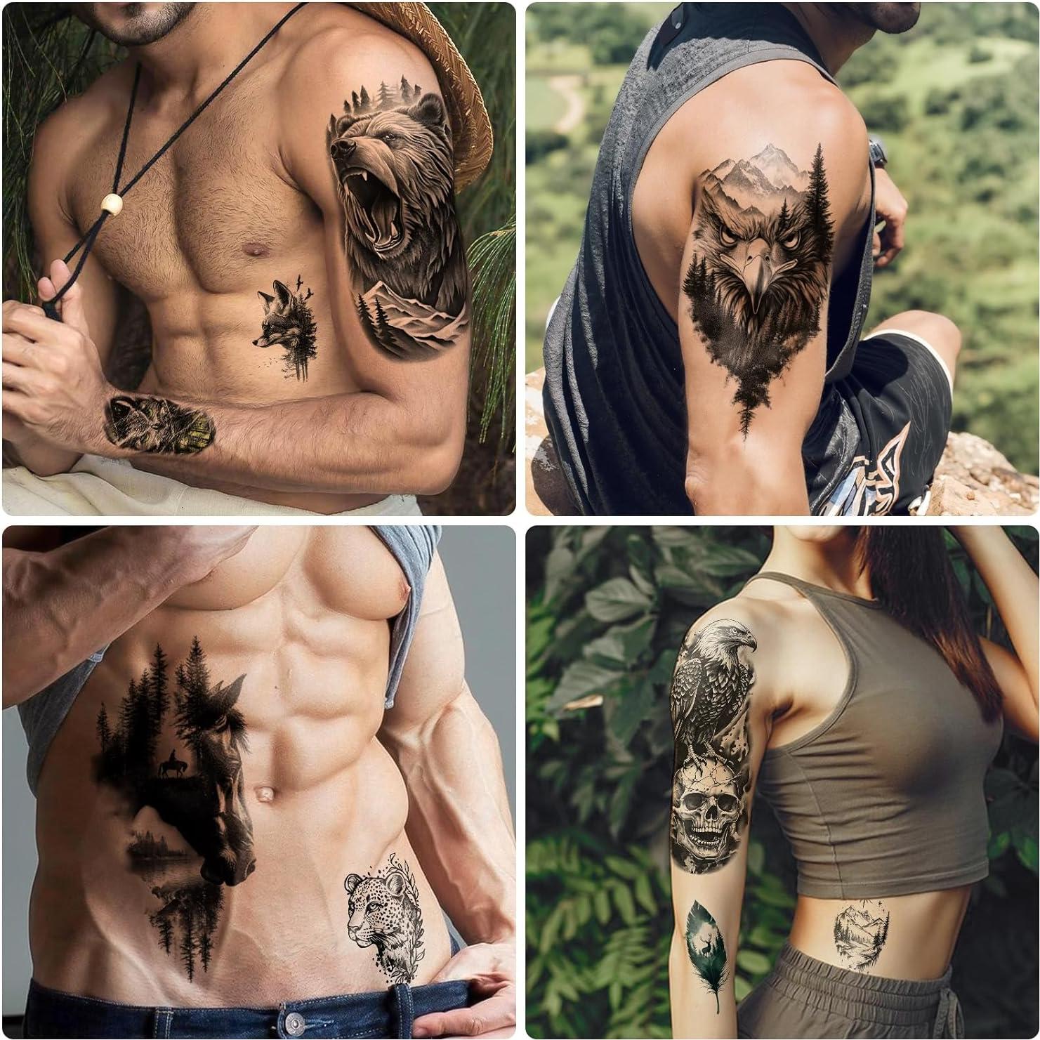 77 Hojas Tatuajes Temporales BASIFA Animales Realistas