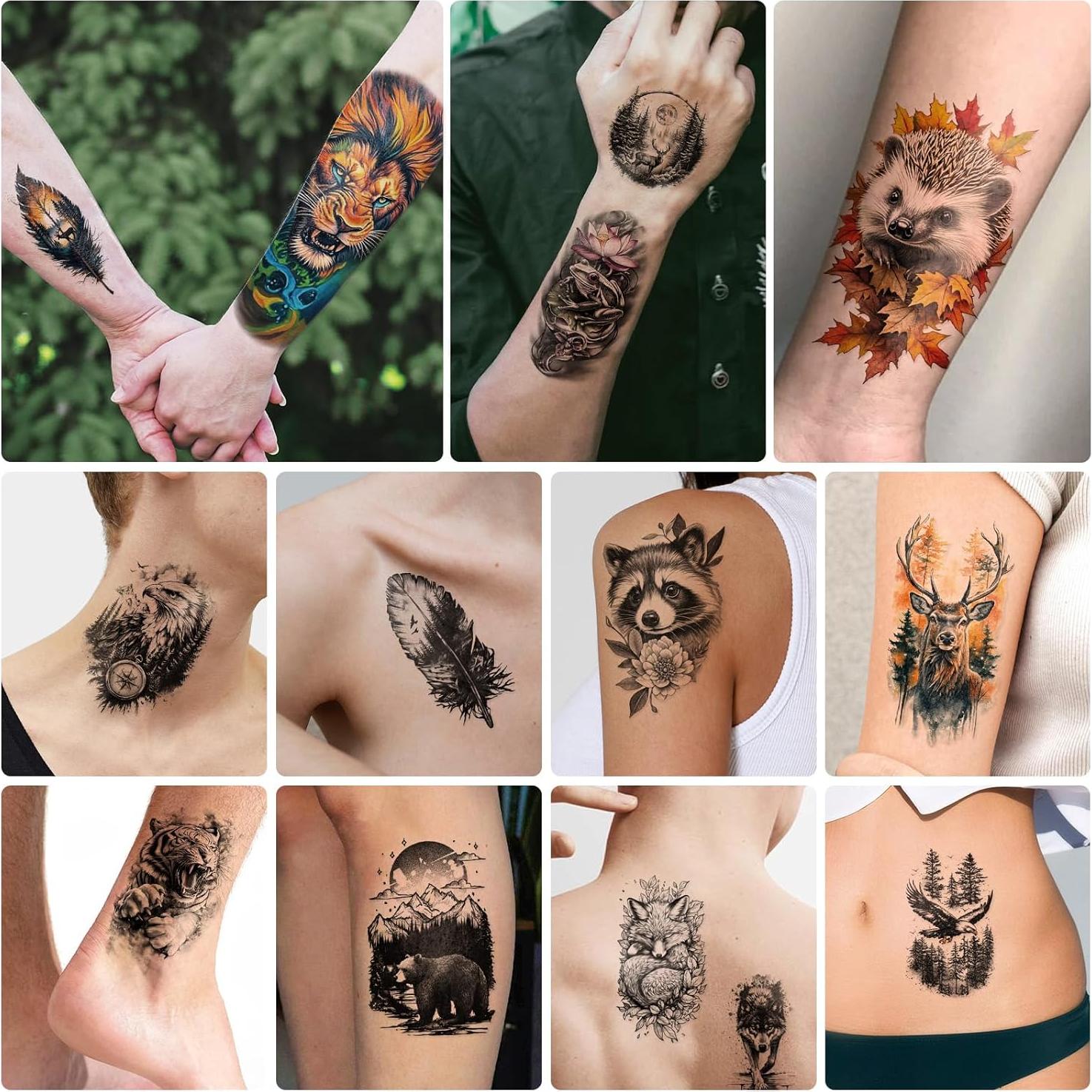 77 Hojas Tatuajes Temporales BASIFA Animales Realistas