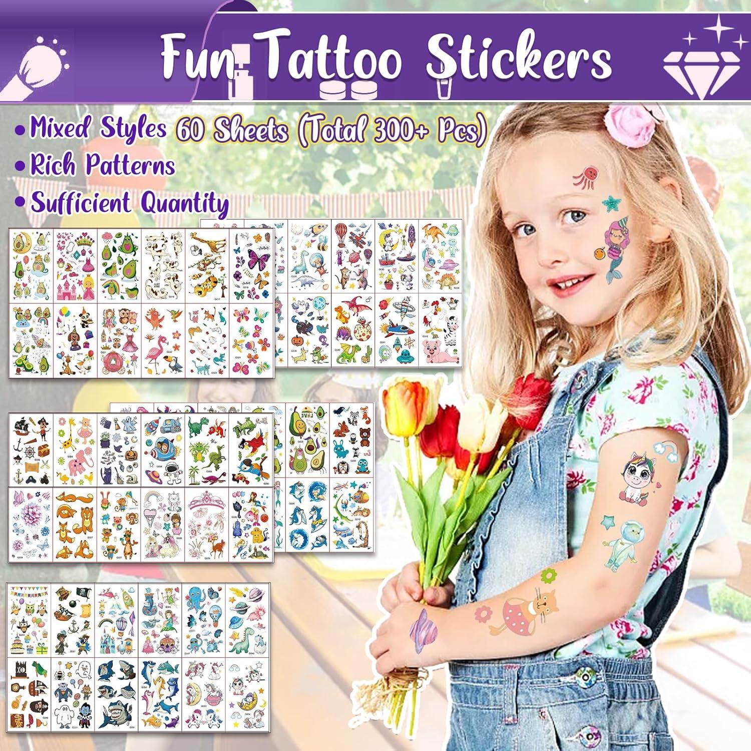 Kit de Tatuajes Temporales TEUVO para Niños - 50 Colores, 128 Plantillas
