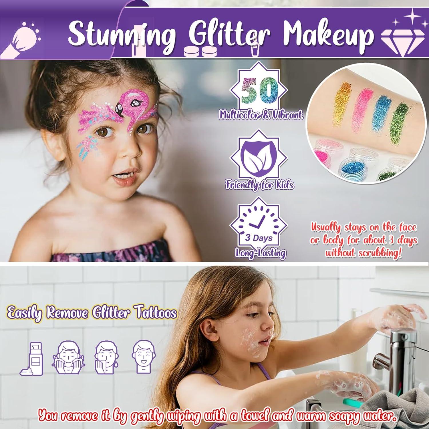 Kit de Tatuajes Temporales TEUVO para Niños - 50 Colores, 128 Plantillas