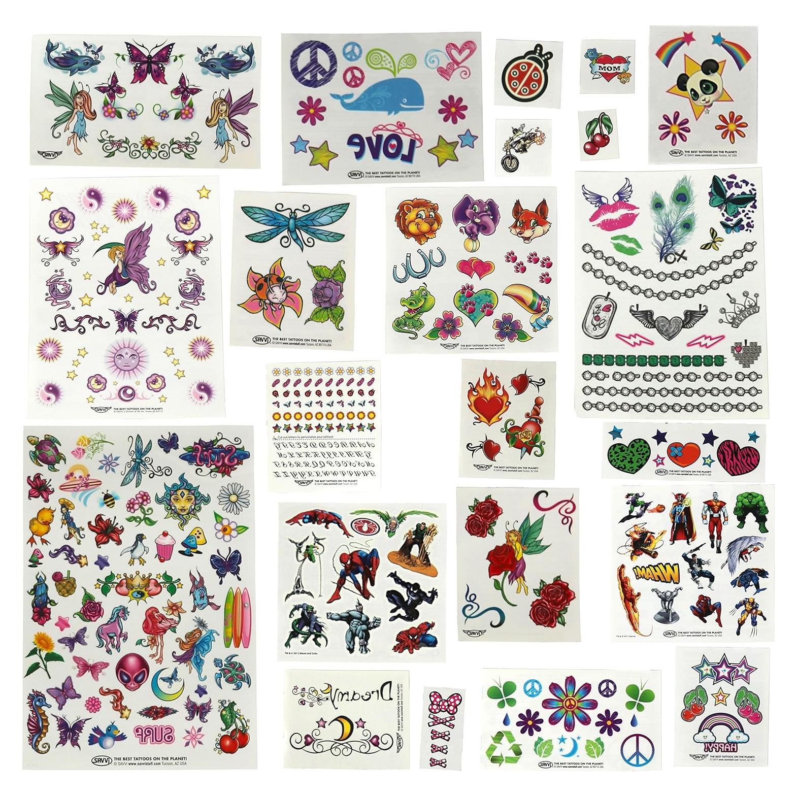 Kit de Tatuajes Temporales Savvi - 625 Tatuajes Falsos para Niños