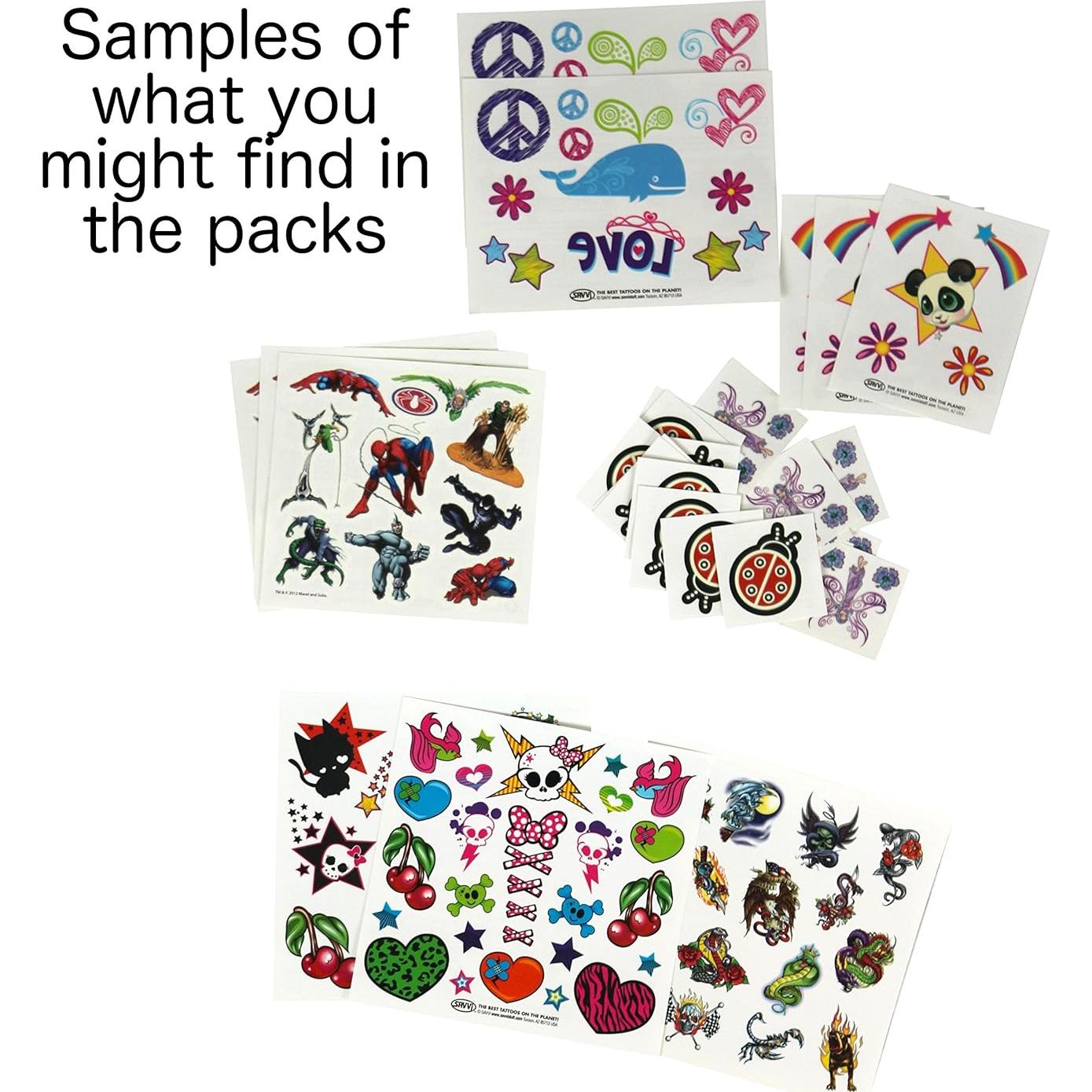 Kit de Tatuajes Temporales Savvi - 625 Tatuajes Falsos para Niños