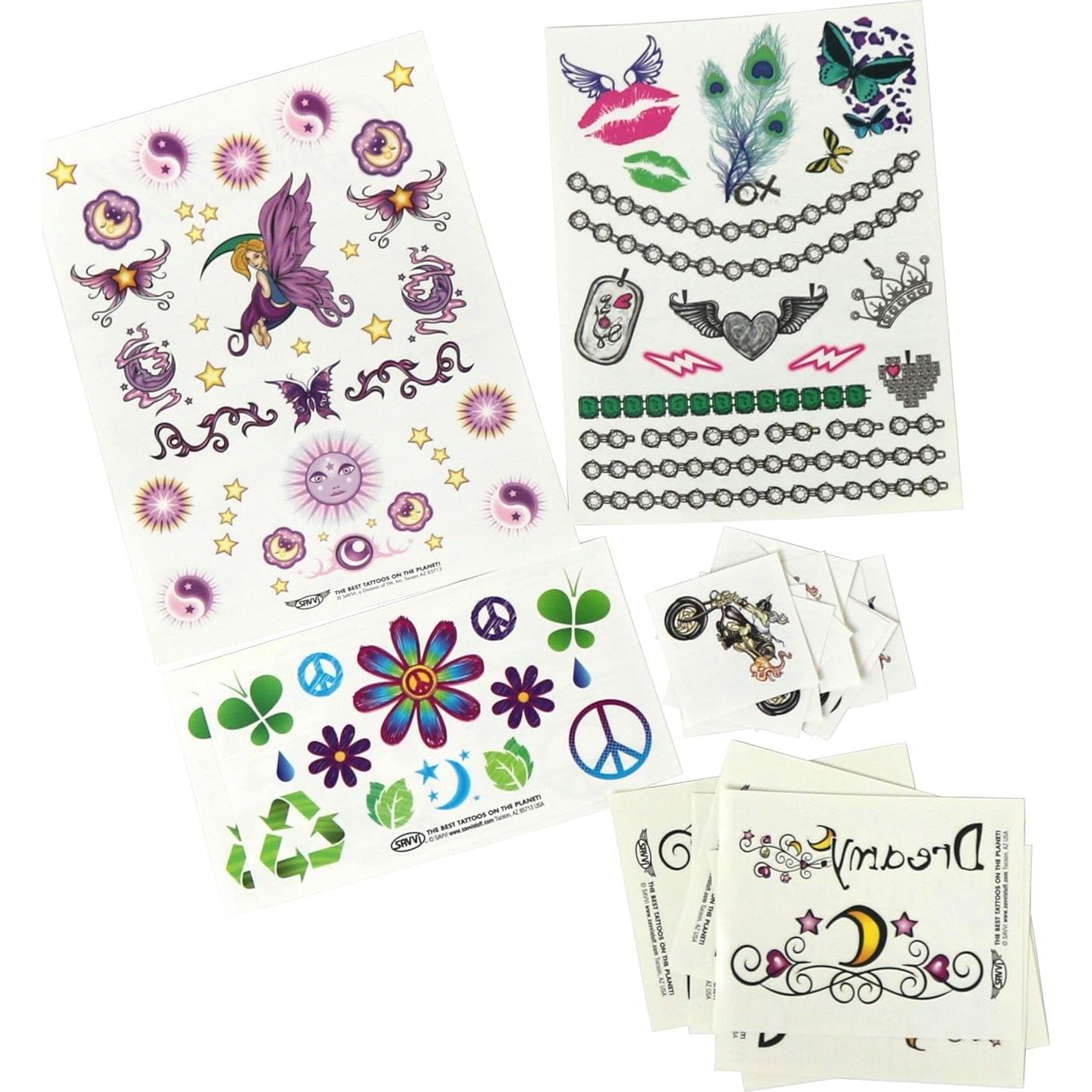 Kit de Tatuajes Temporales Savvi - 625 Tatuajes Falsos para Niños