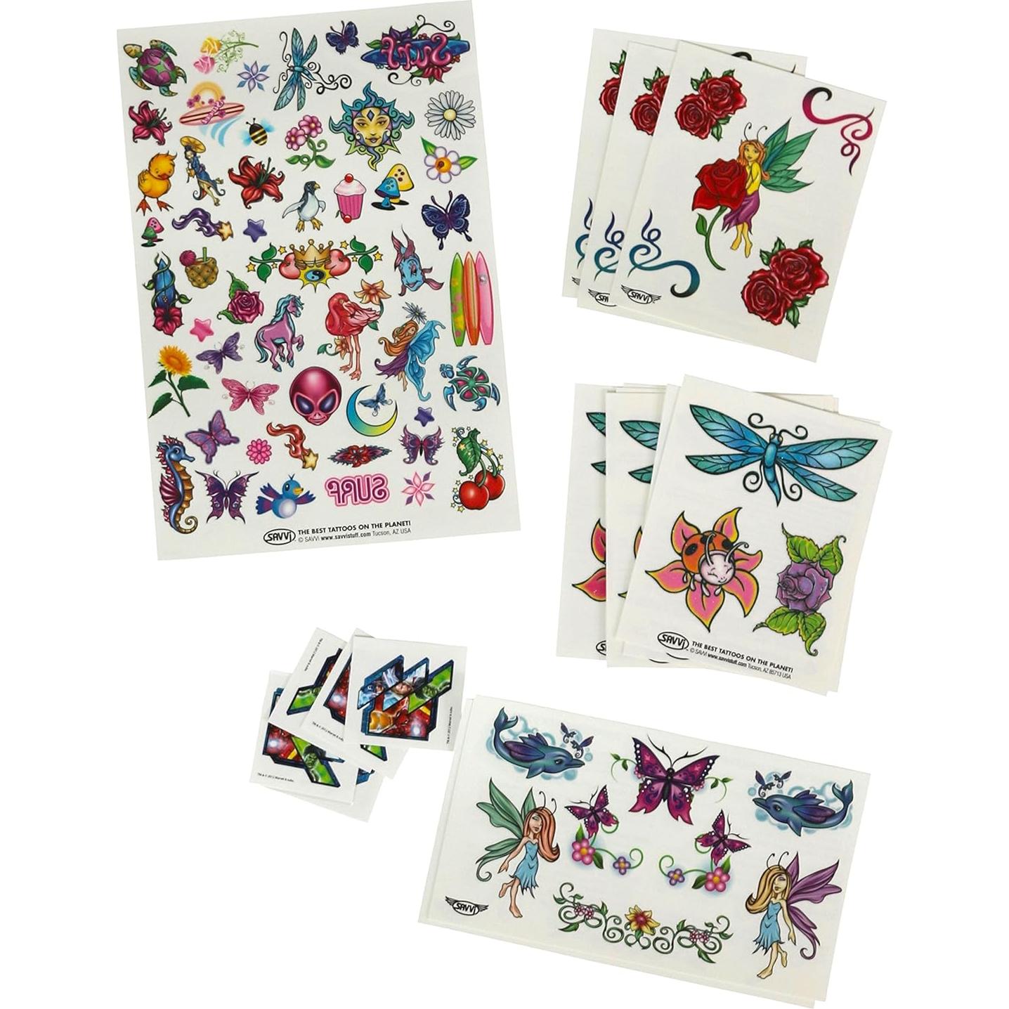 Kit de Tatuajes Temporales Savvi - 625 Tatuajes Falsos para Niños