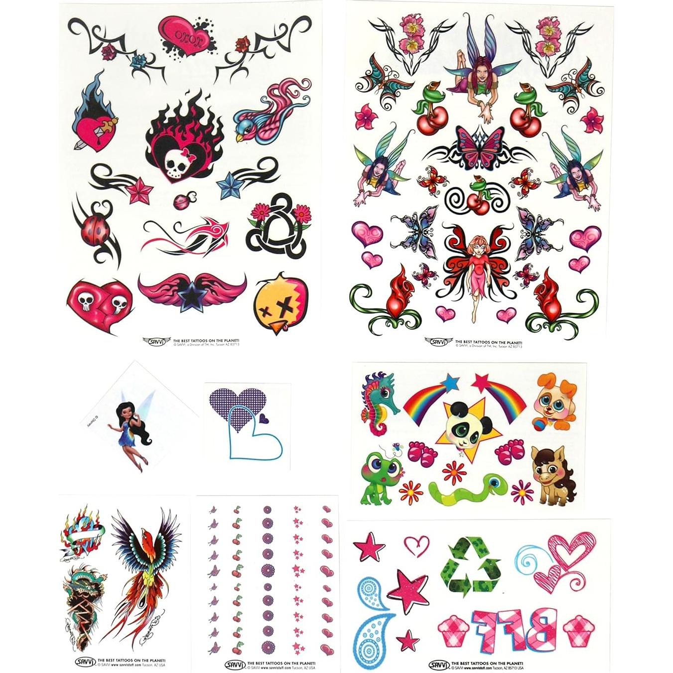 Kit de Tatuajes Temporales Savvi - 625 Tatuajes Falsos para Niños