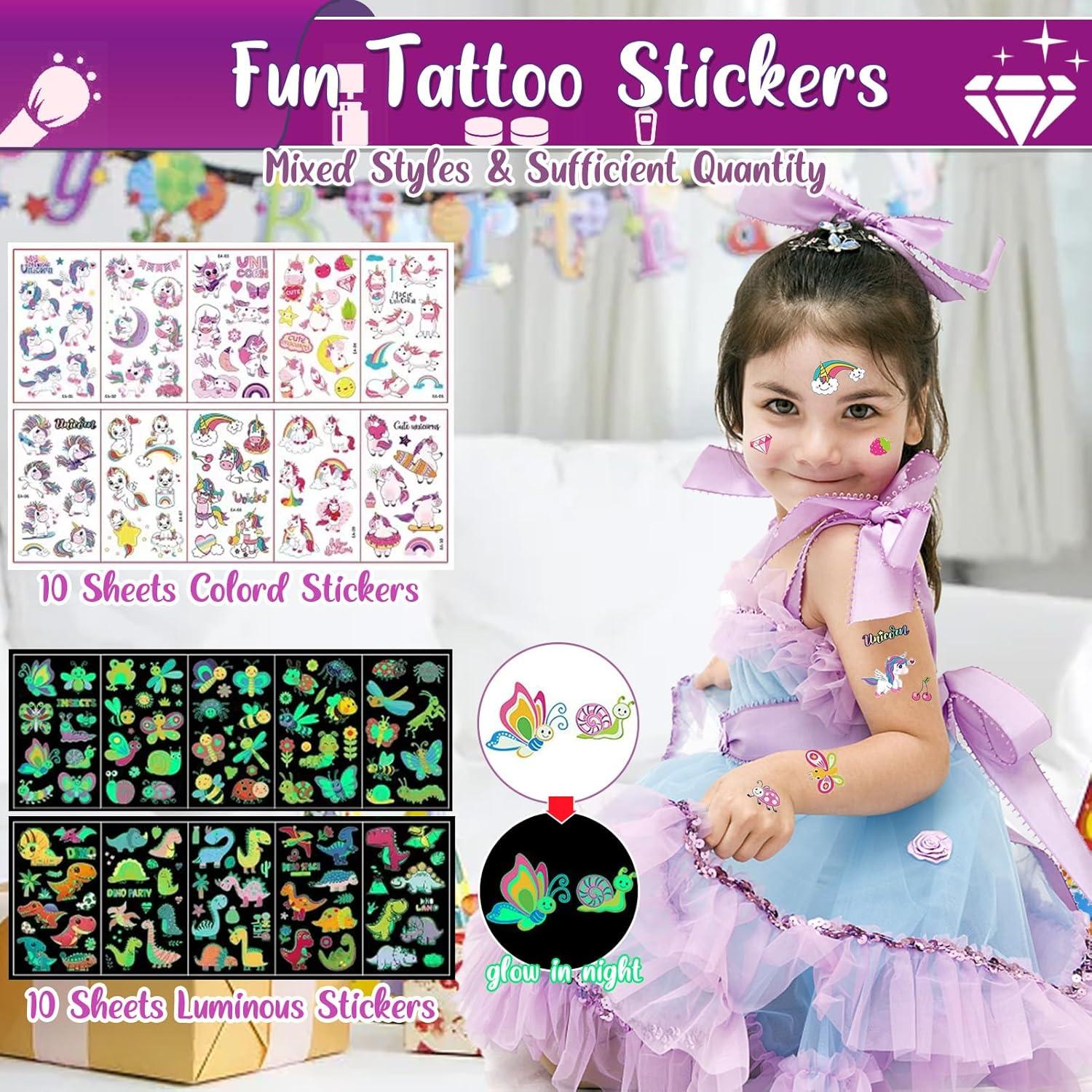 Kit de Tatuajes Temporales TEUVO para Niños - 25 Colores y 225 Plantillas