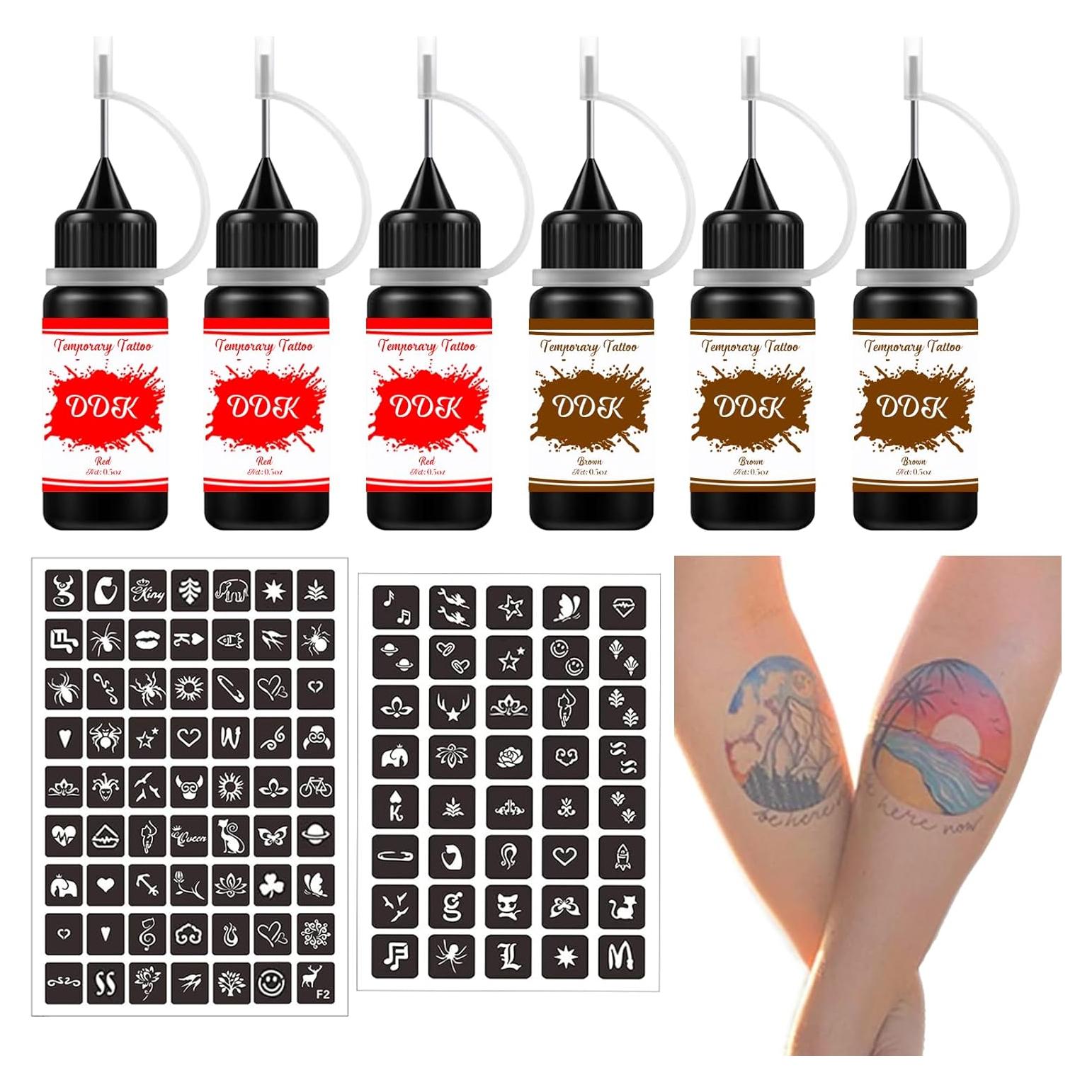 Kit de Tatuajes Temporales Diduikalor con 6 Tintas 15ml DIY