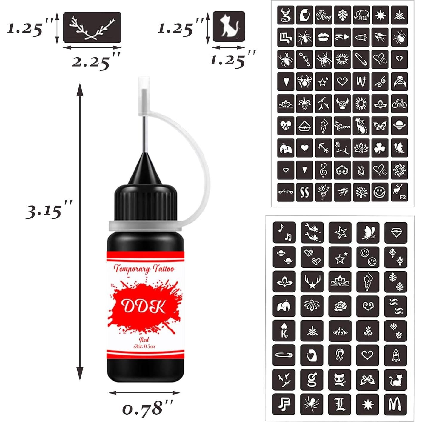Kit de Tatuajes Temporales Diduikalor con 6 Tintas 15ml DIY