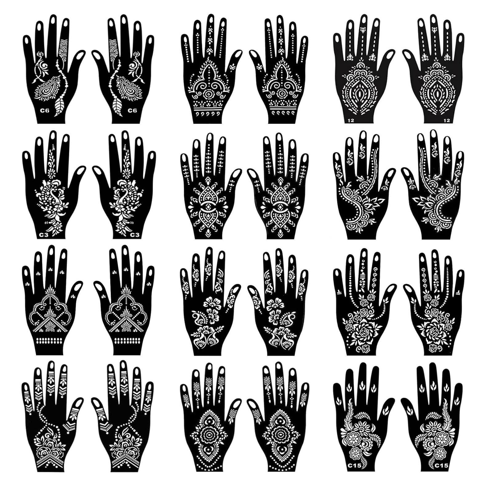 Kit de Plantillas de Tatuajes de Henna ChurlChurl - 24 Hojas